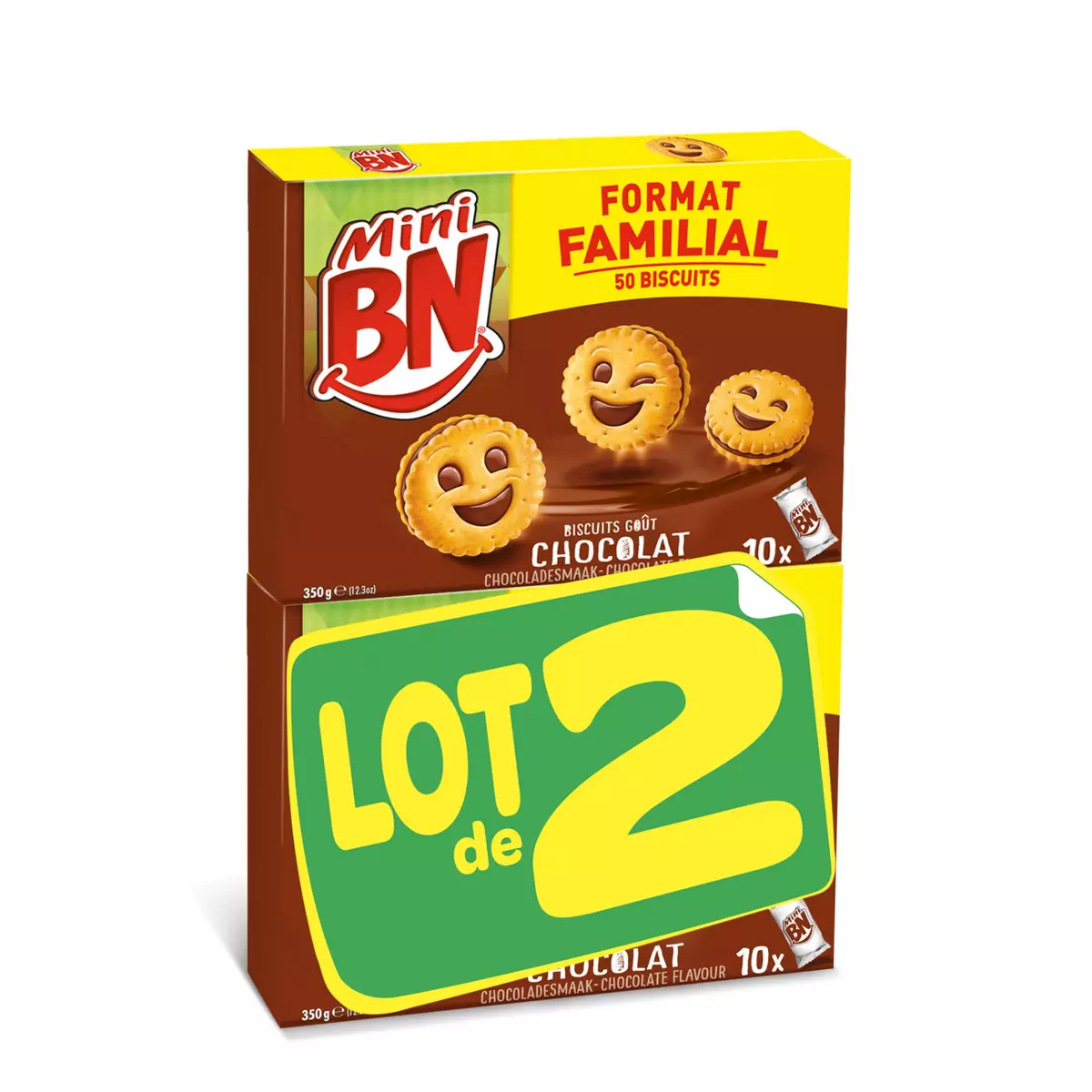 BN Mini biscuits fourrés au chocolat 2x50 biscuits 2x350g