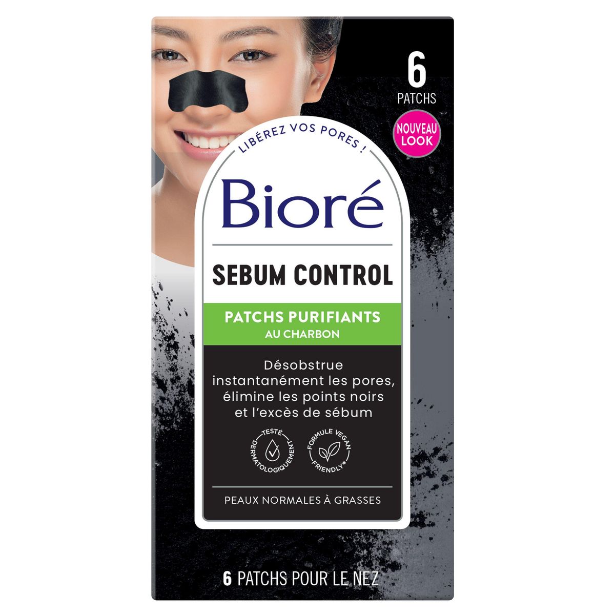 BIORE Patchs purifiants au charbon pour le nez 6 patchs