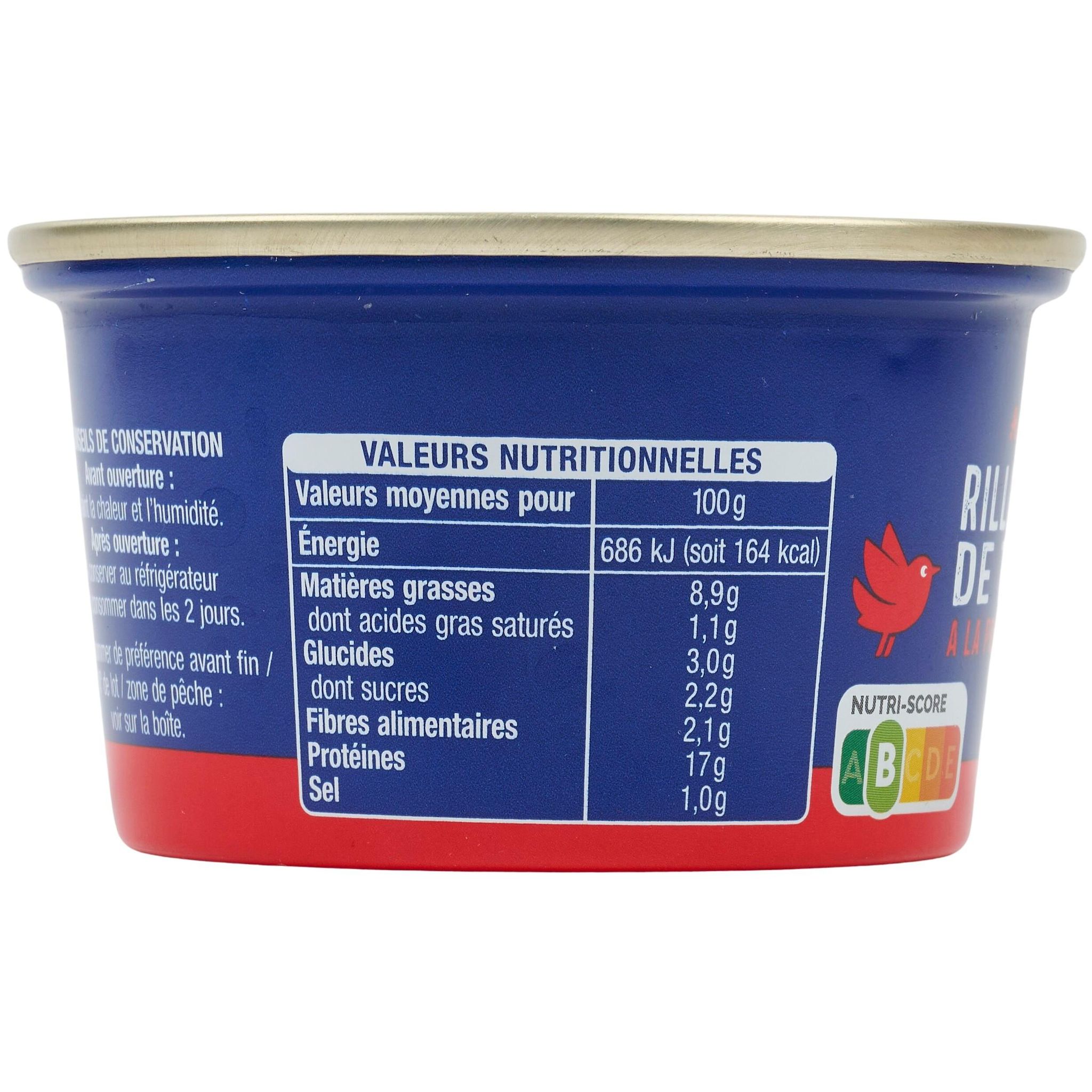 Voir la diapositive 3 : AUCHAN Rillettes de thon à la provençale 125g