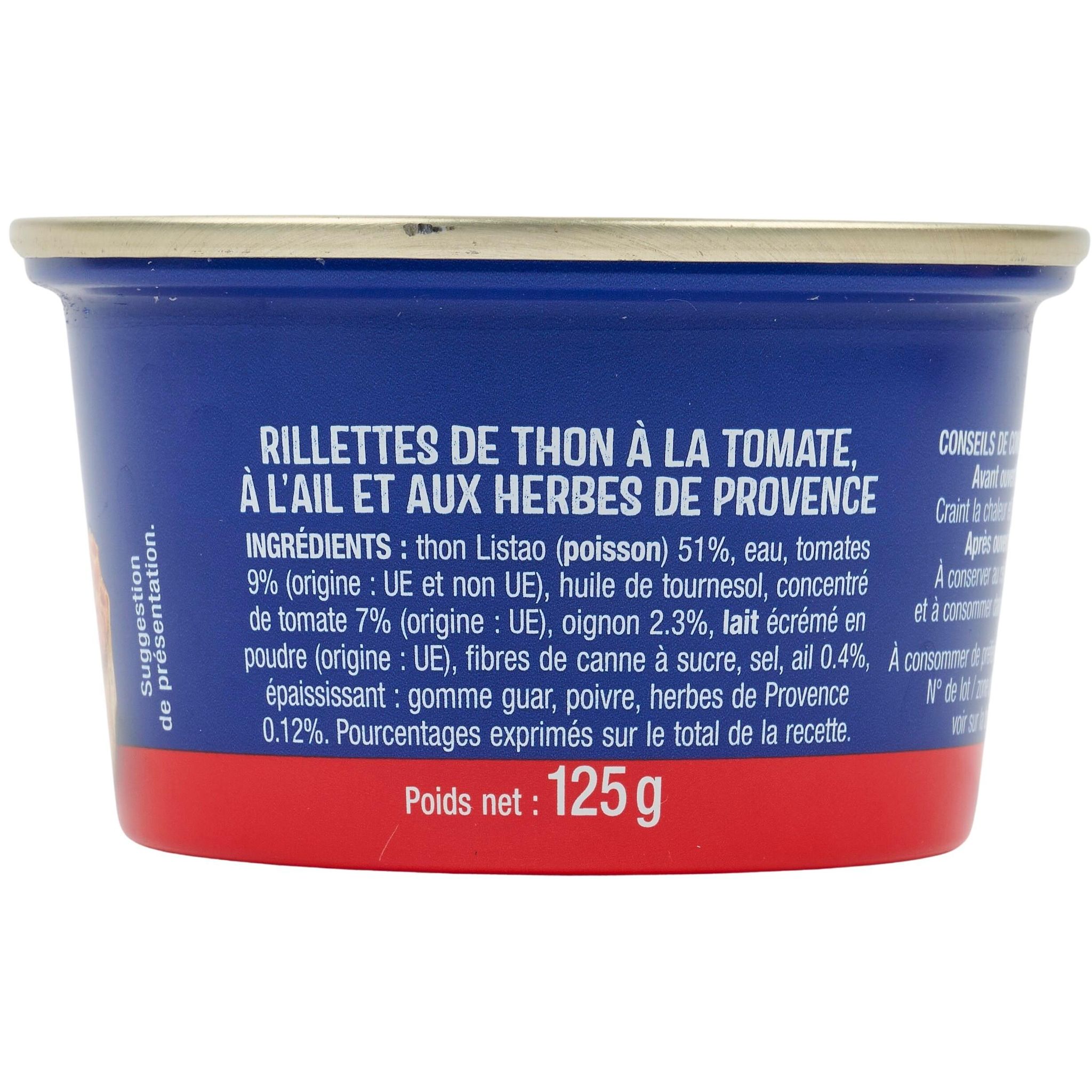 Voir la diapositive 4 : AUCHAN Rillettes de thon à la provençale 125g