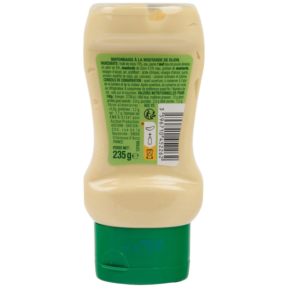 AUCHAN Mayonnaise en squeeze top down 235g