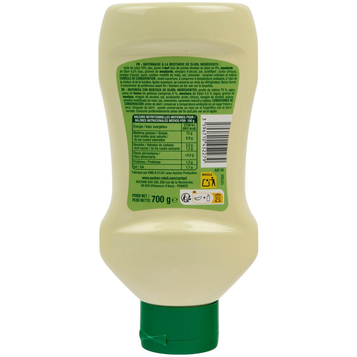 AUCHAN Mayonnaise flacon souple 700g