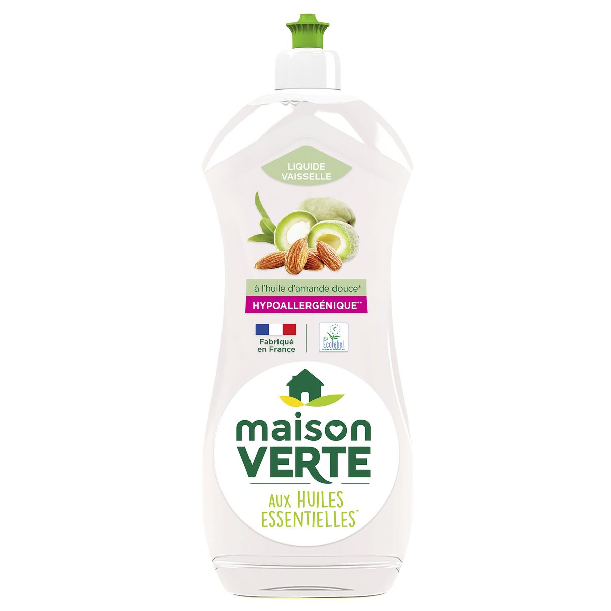 MAISON VERTE Liquide vaisselle ecolabel hypoallergénique aux huiles essentielles huile d'amande douce 750ml