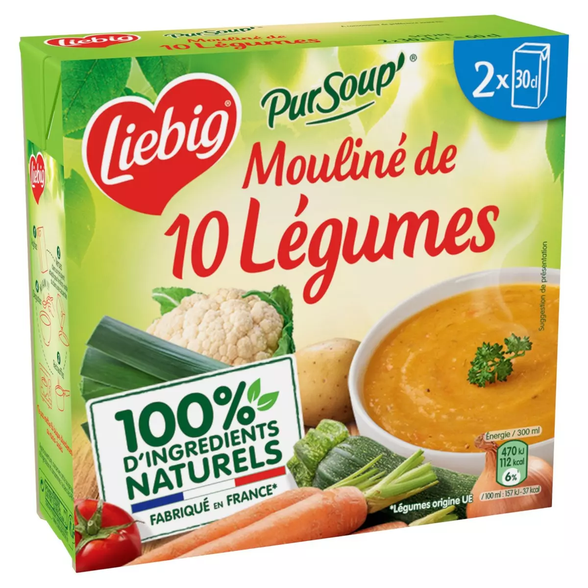 LIEBIG Soupe moulinée 10 légumes 2 personnes 2x30cl