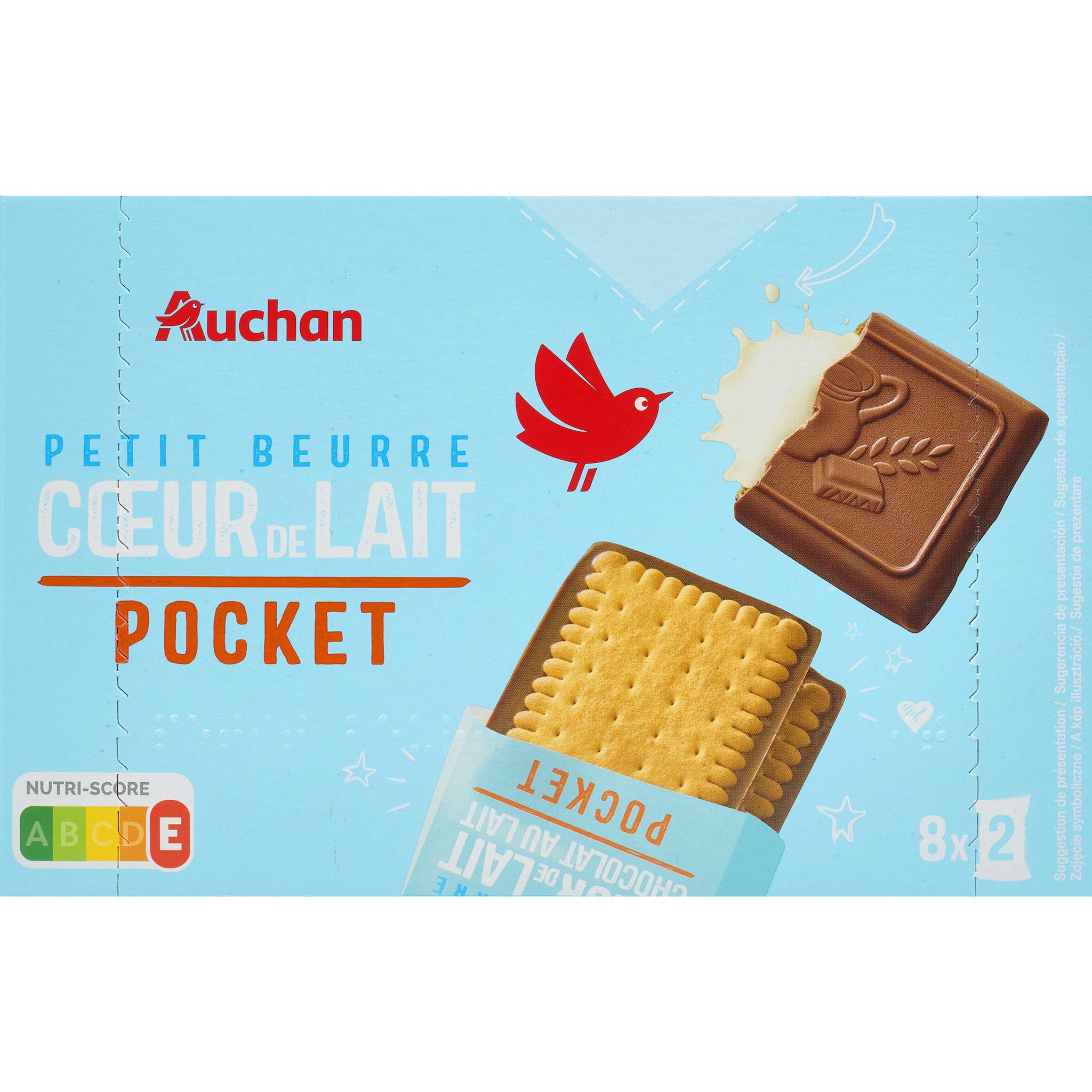 Voir la diapositive 5 : AUCHAN Petit beurre cœur de lait sachets fraîcheur 8x2 biscuits 268g