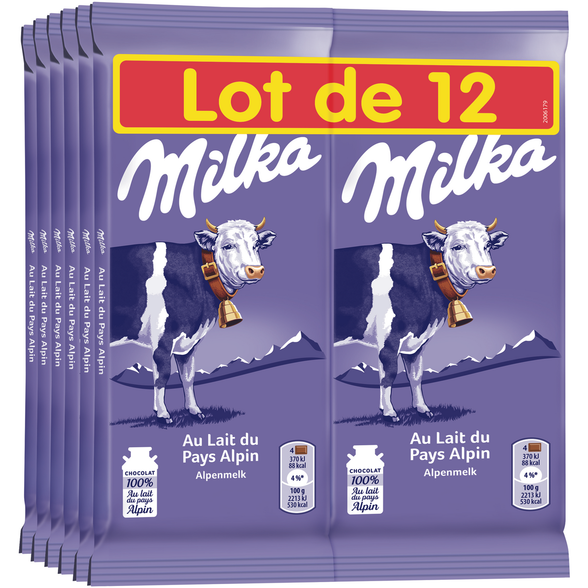 MILKA Tablette de chocolat au lait du Pays Alpin 12 pièces 1,2kg