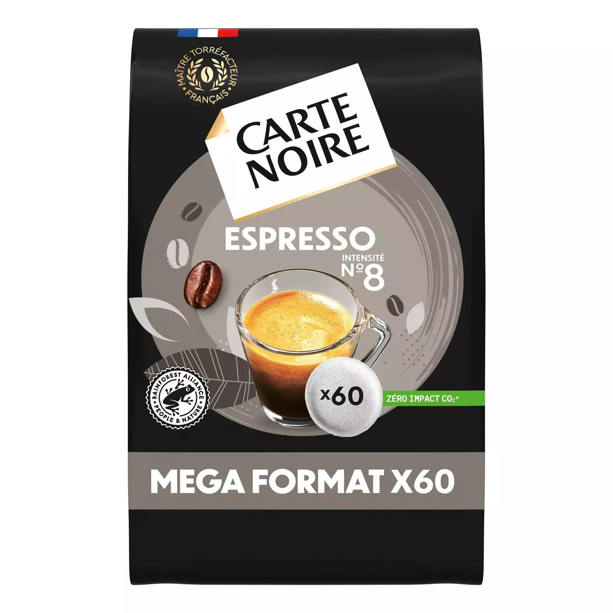 CARTE NOIRE Dosettes souples de café Espresso intensité 8 60 dosettes 420g