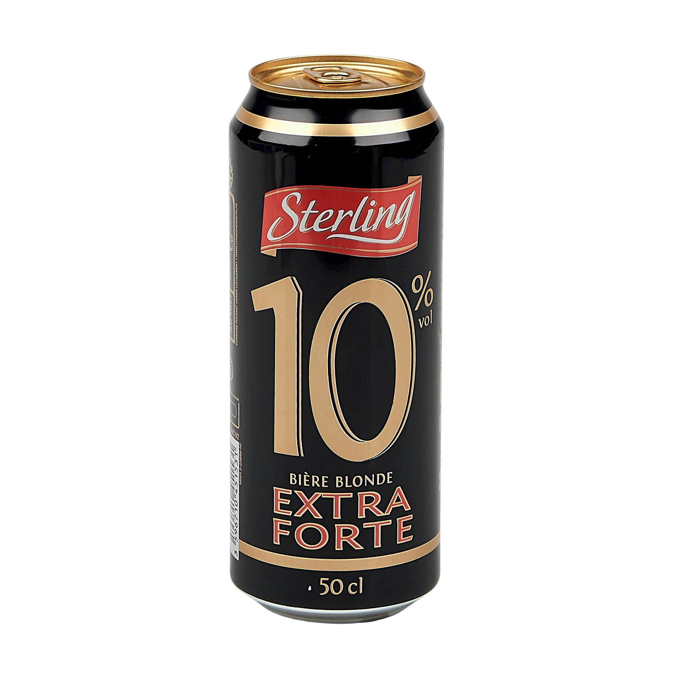 Voir la diapositive 2 : STERLING Bière blonde extra forte 10% boîte 50cl