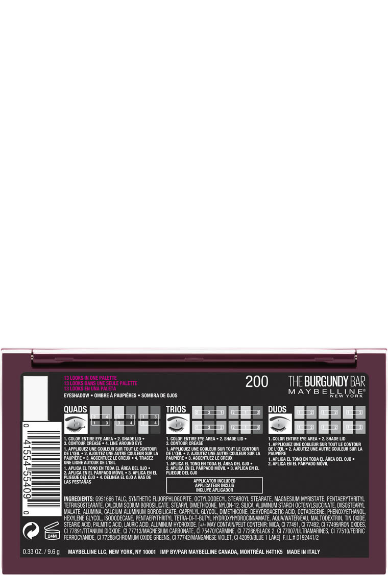 Voir la diapositive 8 : MAYBELLINE The burgundy bar fards à paupières 1 palette