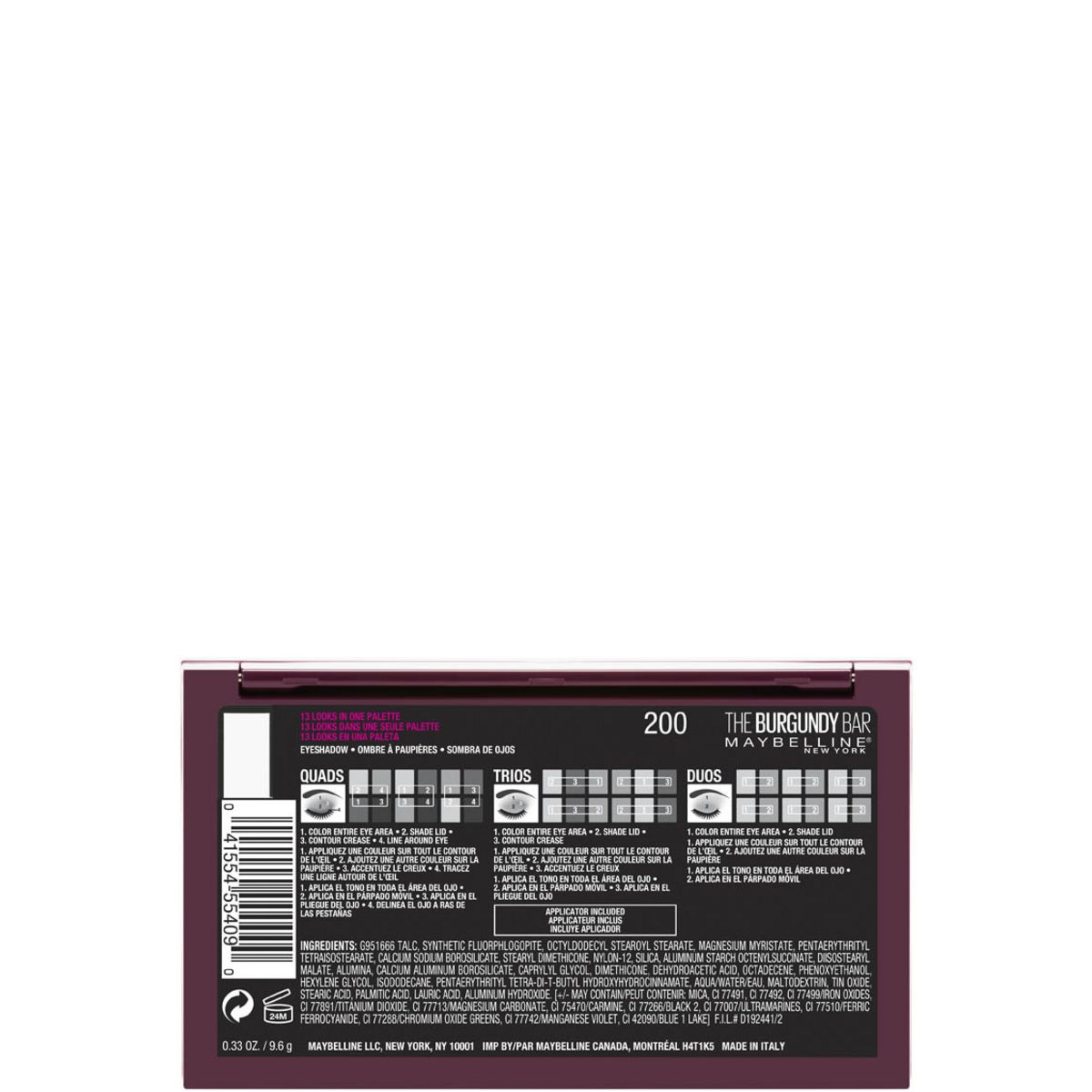 MAYBELLINE The burgundy bar fards à paupières 1 palette