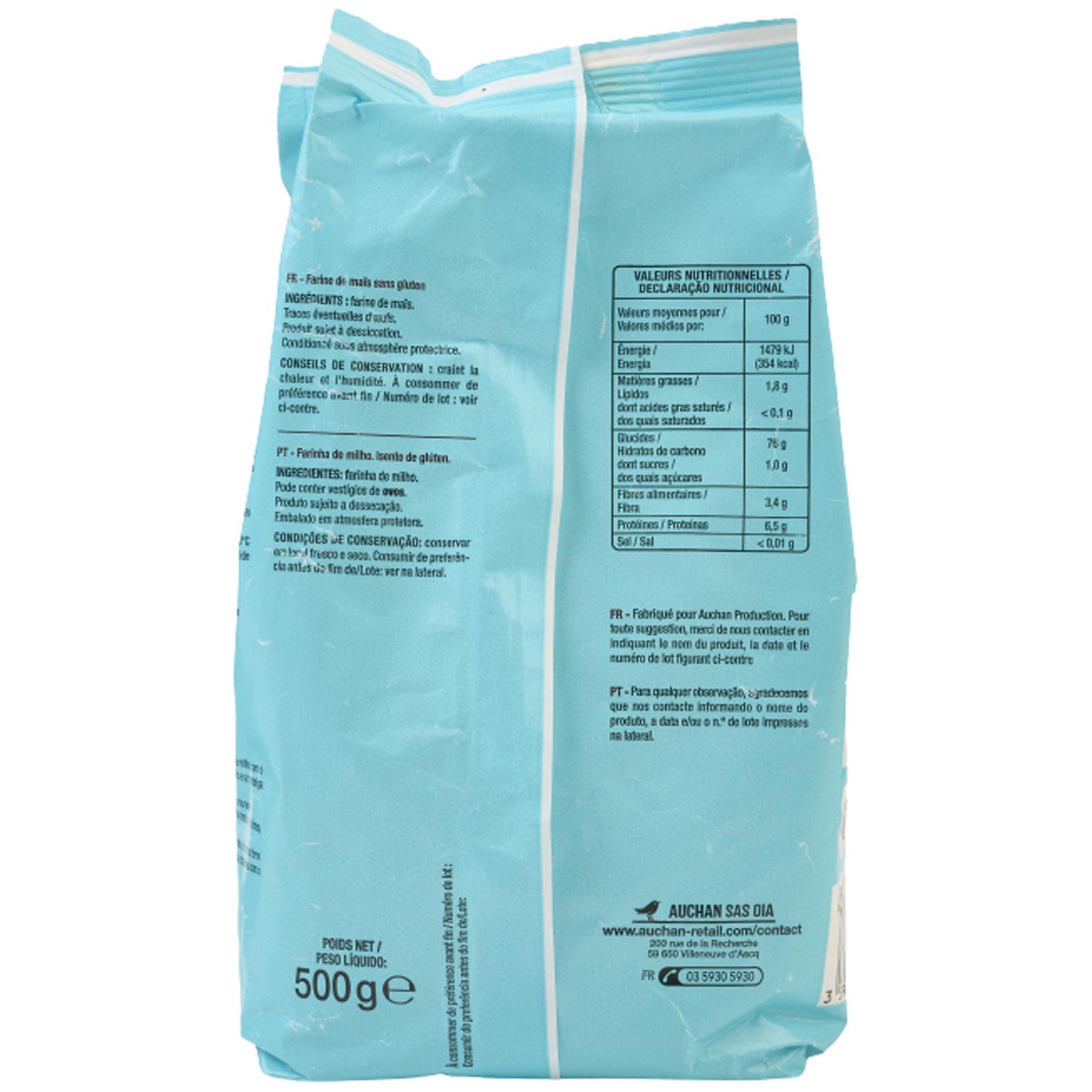 Voir la diapositive 3 : AUCHAN Farine de maïs sans gluten 500g