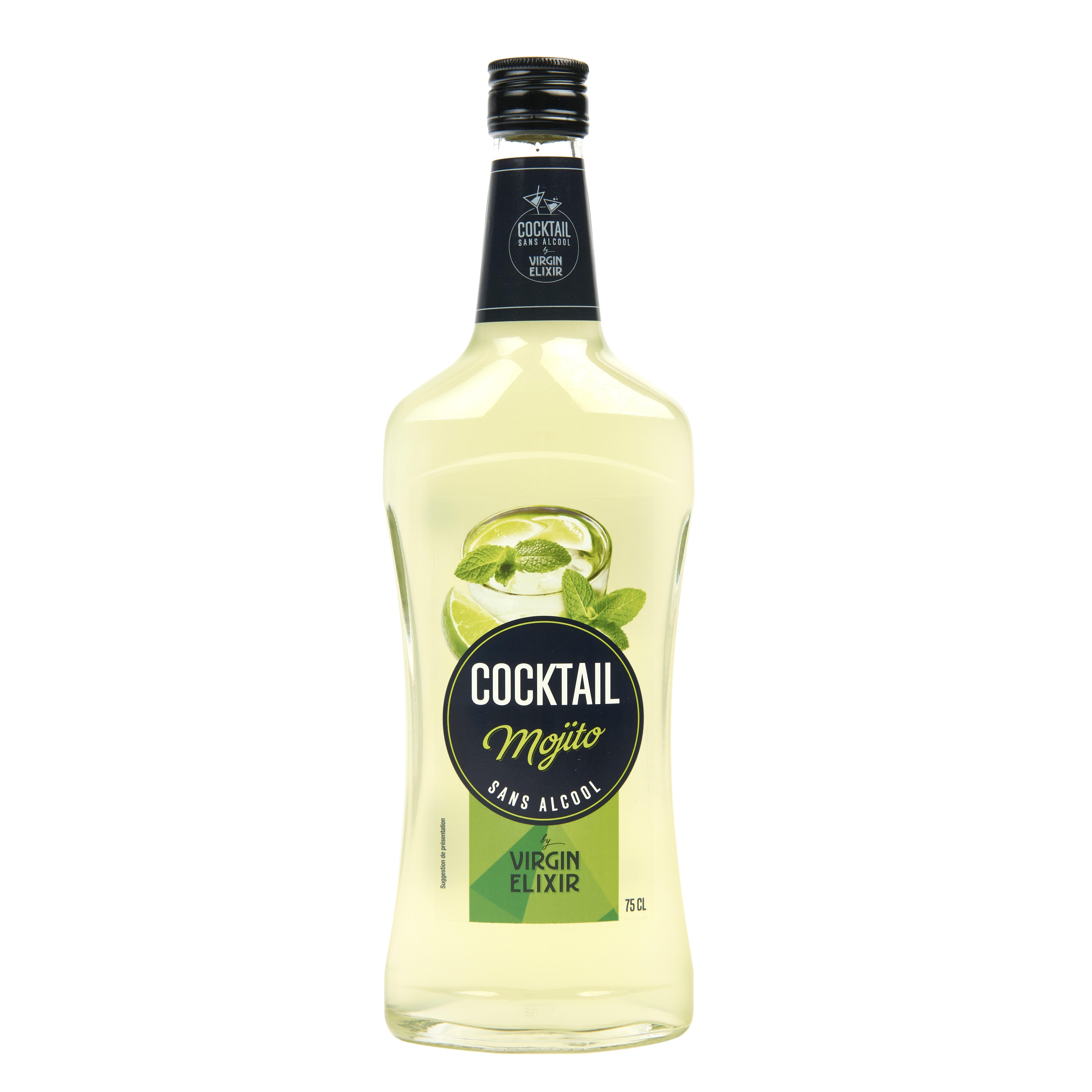 Voir la diapositive 2 : VIRGIN ELIXIR Cocktail Mojito sans alcool 75cl