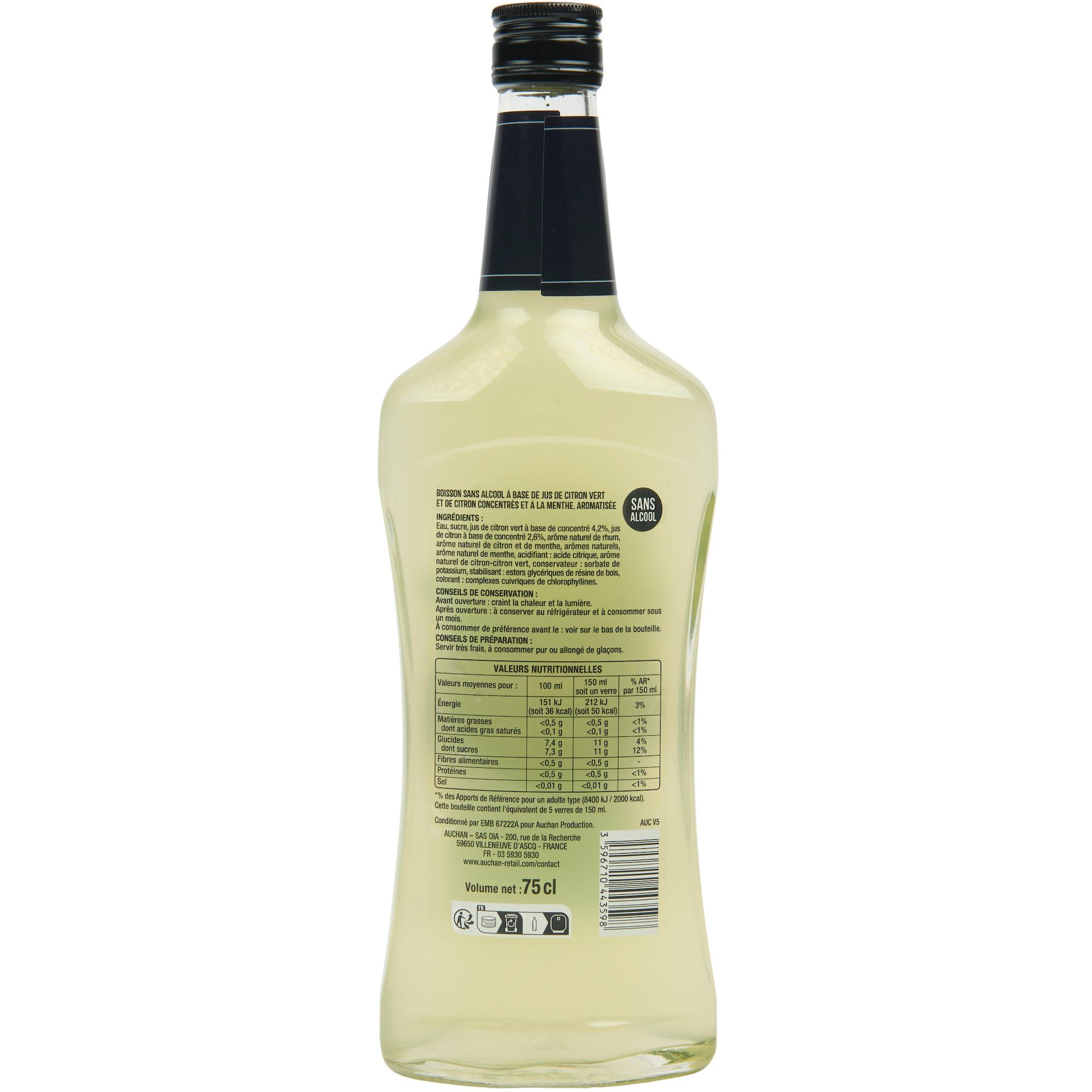 Voir la diapositive 2 : VIRGIN ELIXIR Cocktail Mojito sans alcool 75cl
