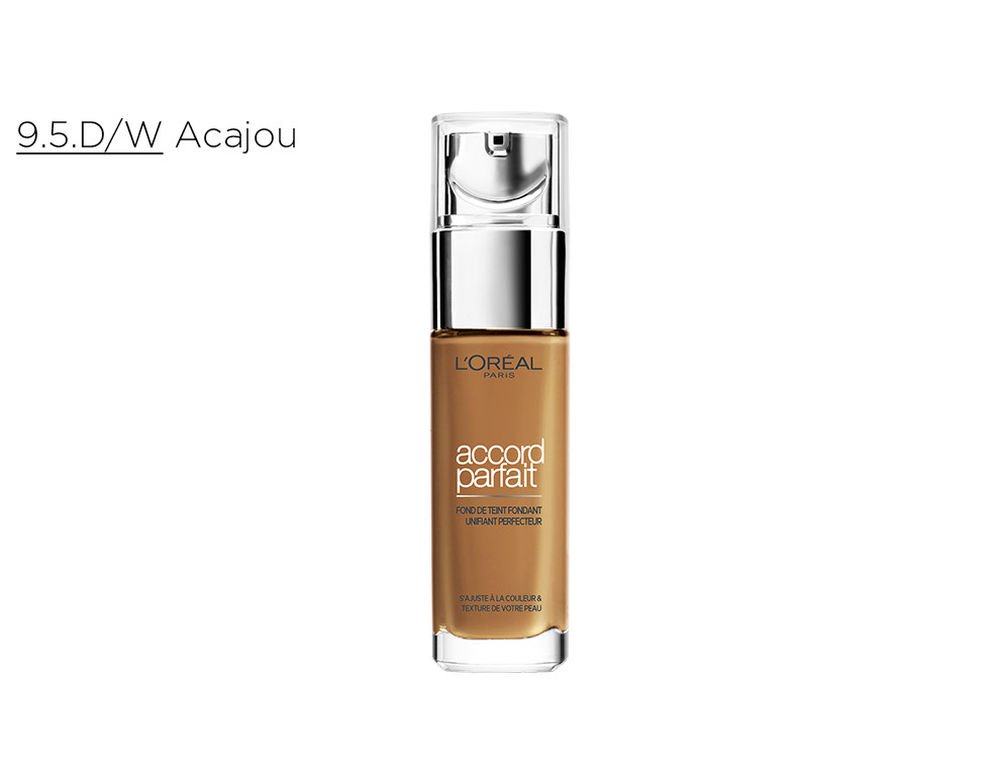 Voir la diapositive 2 : L'OREAL Accord Parfait fond de teint fluide unifiant 9.5 acajou 30ml