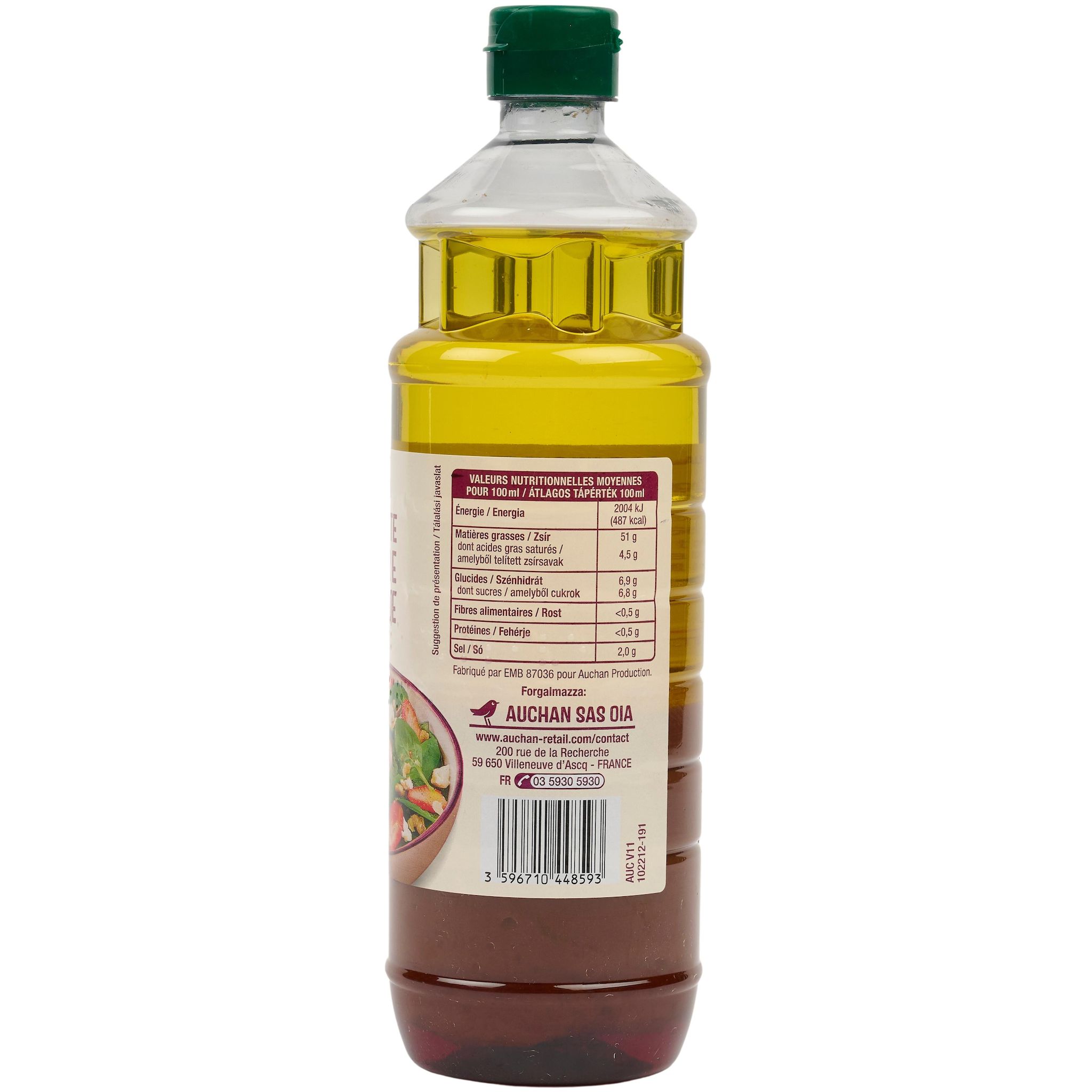 Voir la diapositive 2 : AUCHAN Vinaigrette au vinaigre balsamique 75cl