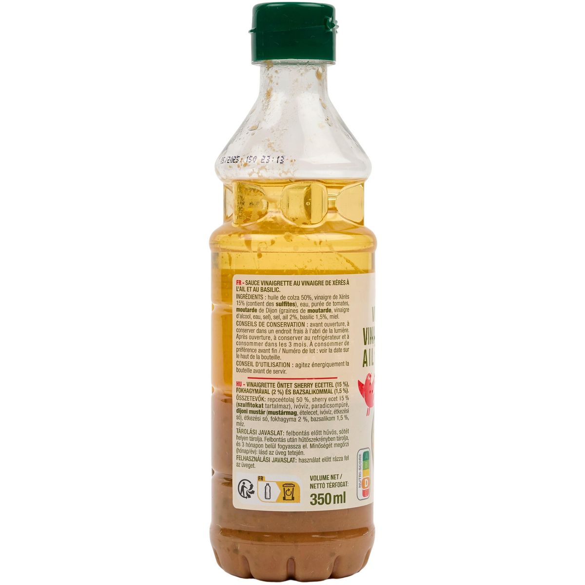 AUCHAN Vinaigrette au vinaigre de xérès ail et basilic 35cl