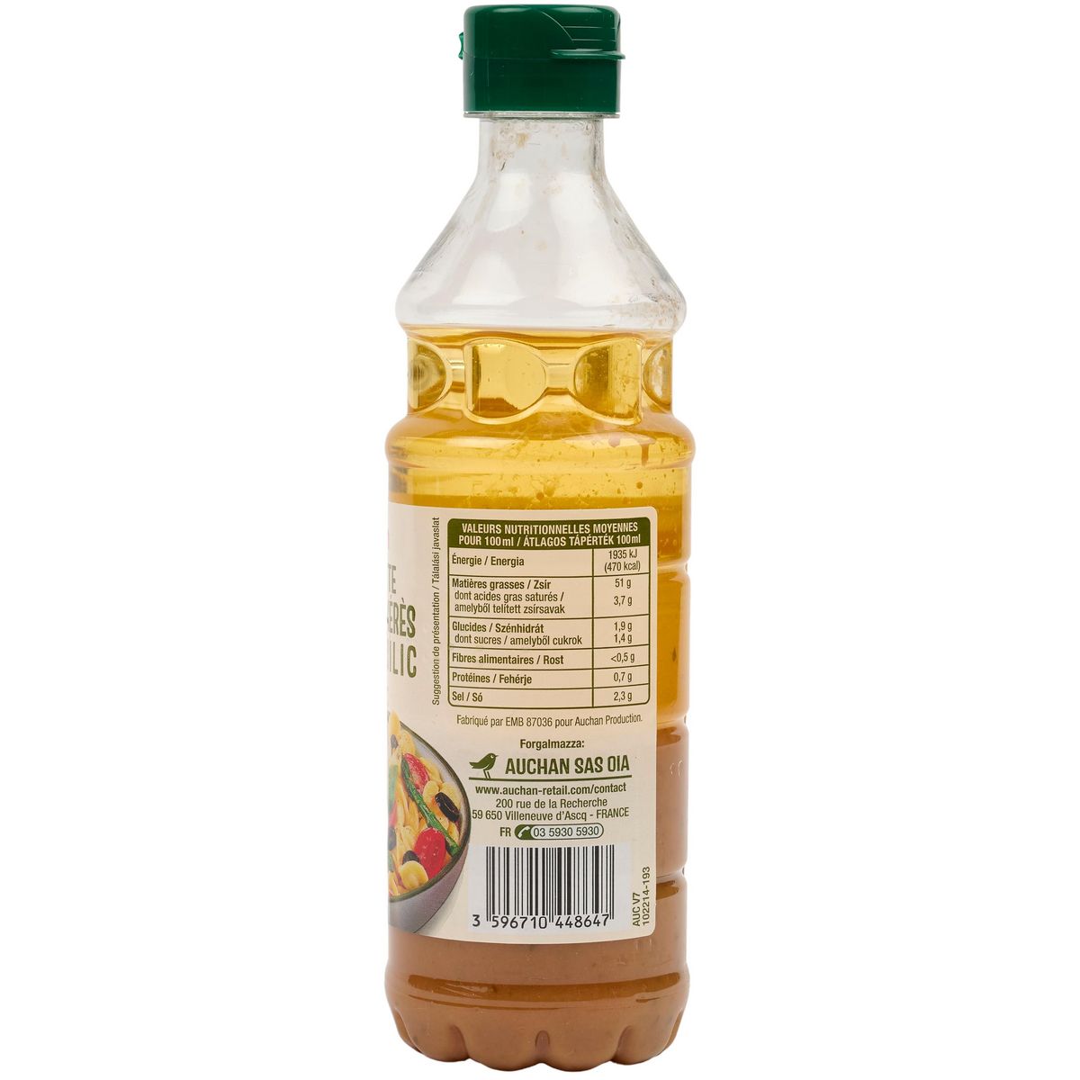 AUCHAN Vinaigrette au vinaigre de xérès ail et basilic 35cl