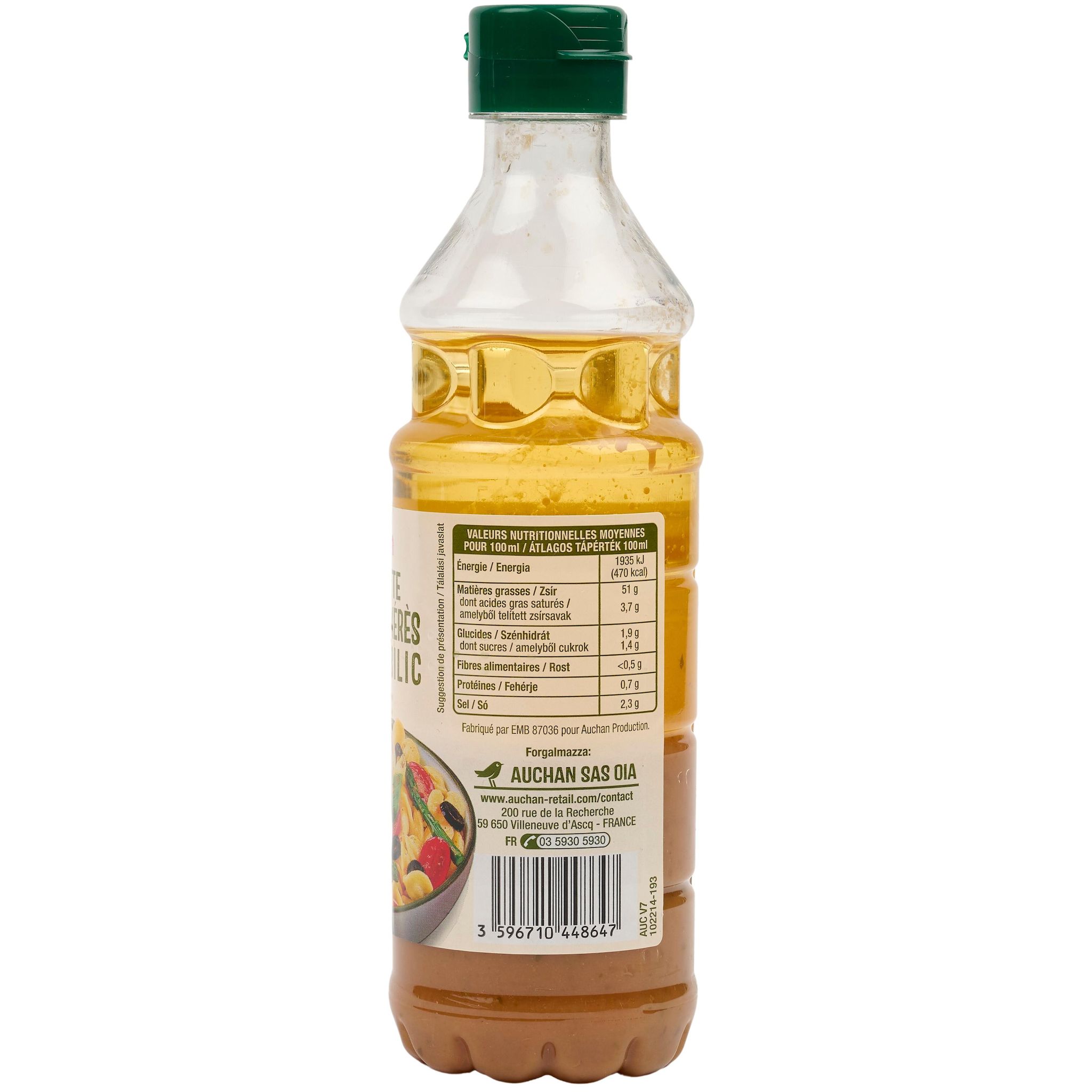 Voir la diapositive 4 : AUCHAN Vinaigrette au vinaigre de xérès ail et basilic 35cl