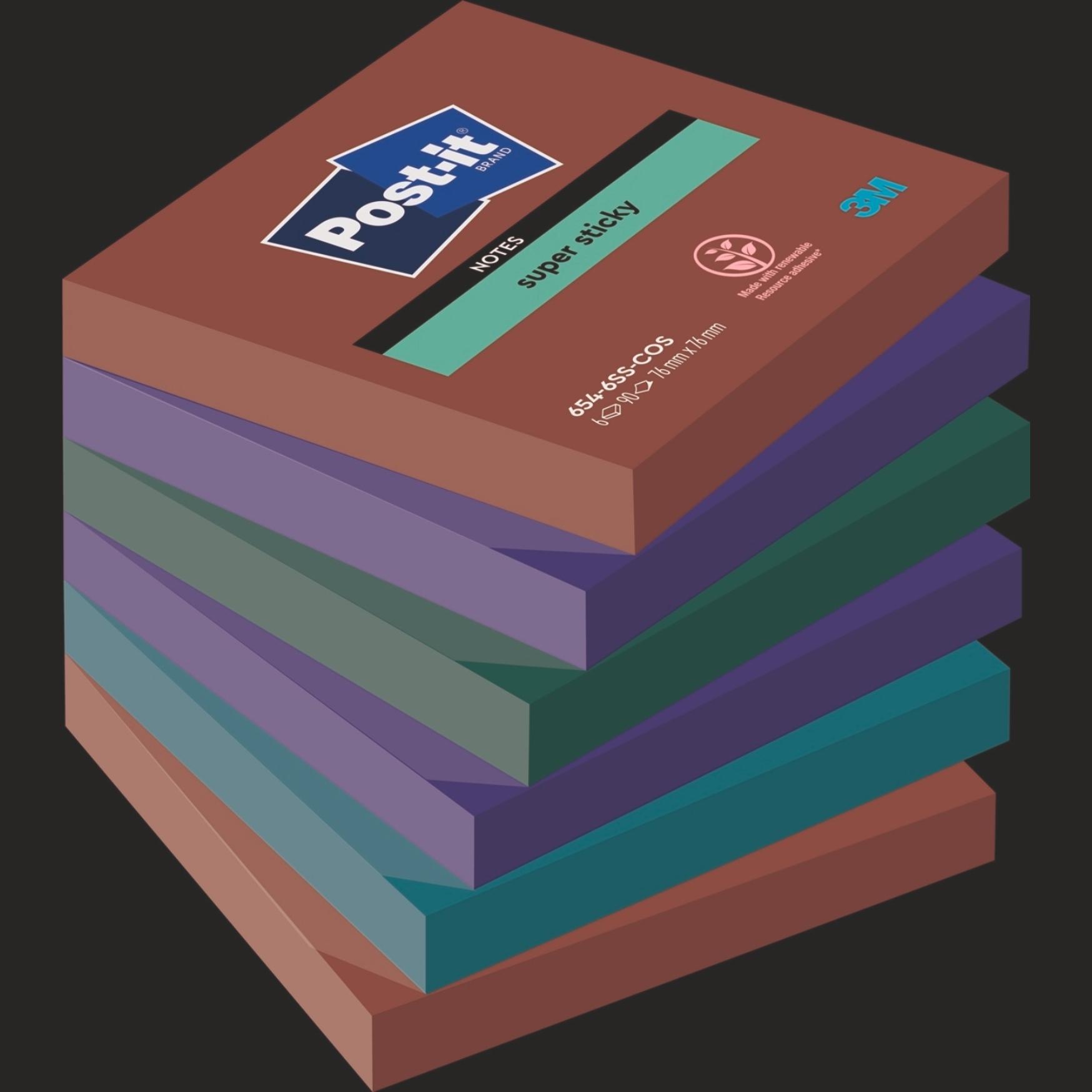 3M 6 blocs Post-It repositionnable Cosmic - 76x76mm - 90 feuilles