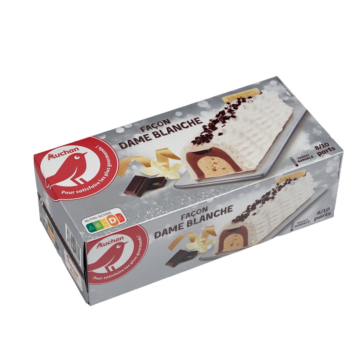 AUCHAN Bûche glacée façon dame blanche 8-10 parts 530g