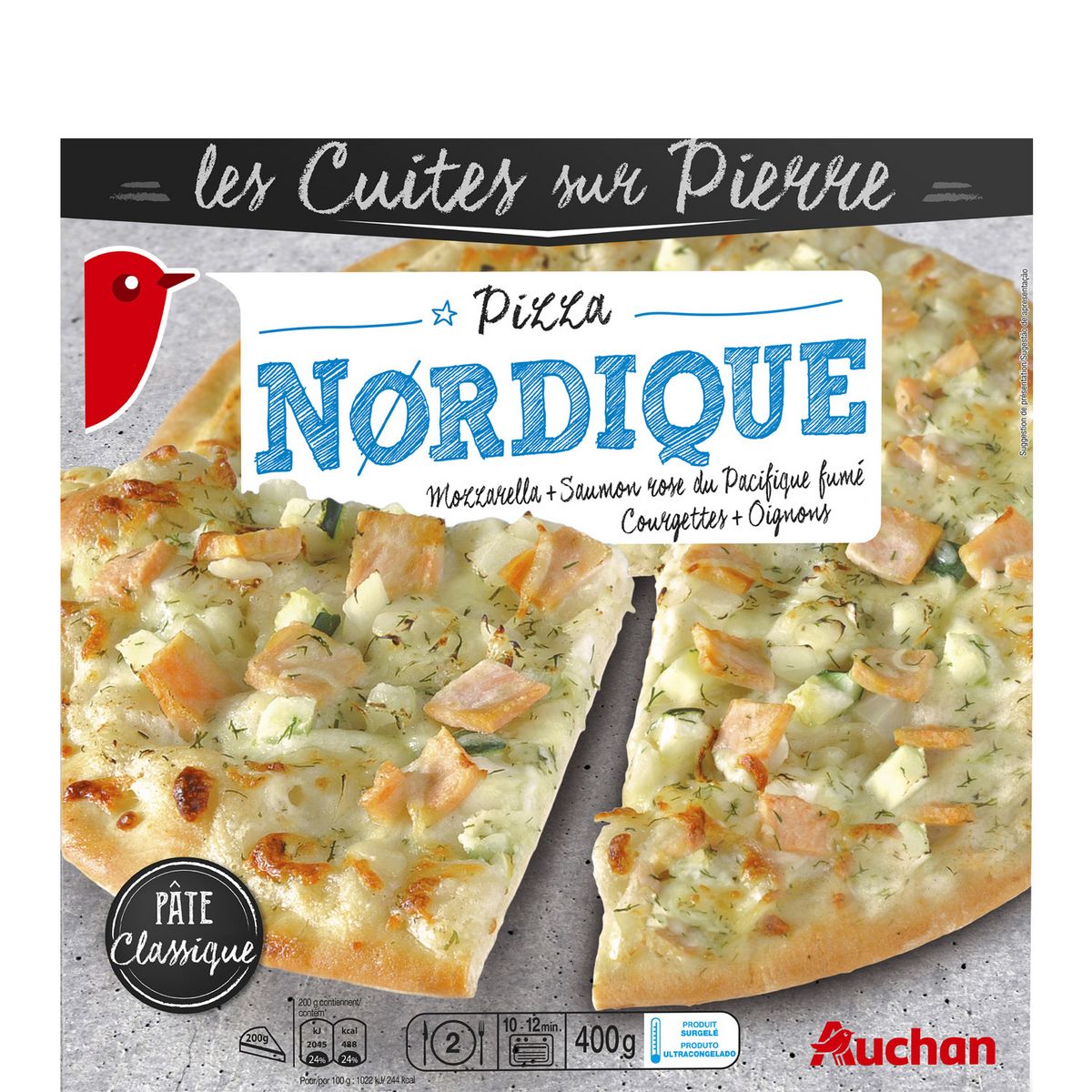 AUCHAN Pizza nordique cuite sur pierre 350g