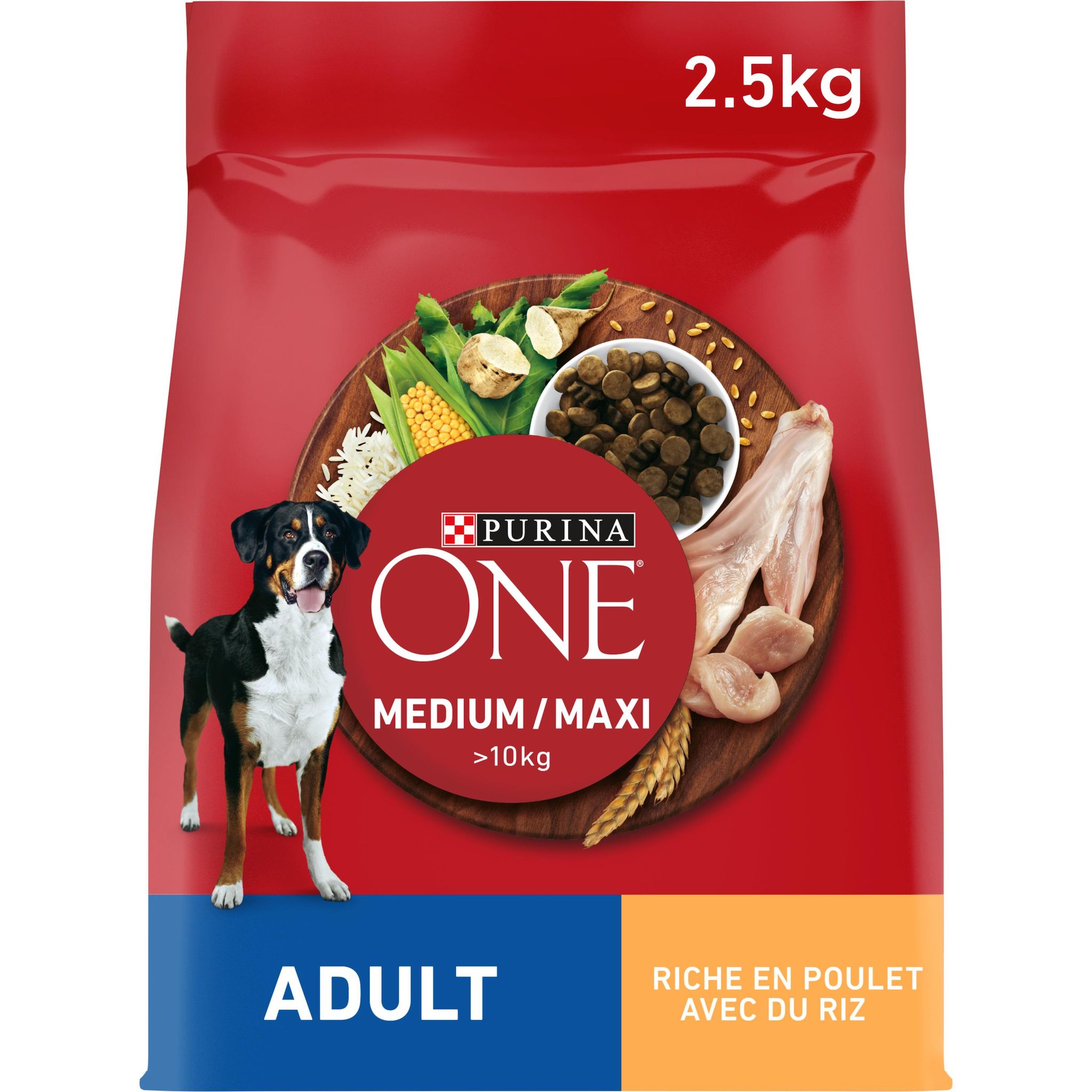 Voir la diapositive 3 : PURINA ONE Croquettes au poulet et riz pour moyen et grand chien adulte 2,5kg