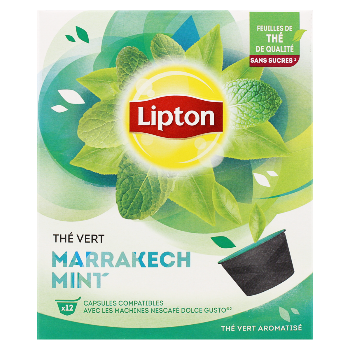 LIPTON Thé vert Marrakech en capsule pour Nespresso et Dolce Gusto 12 capsules 33g