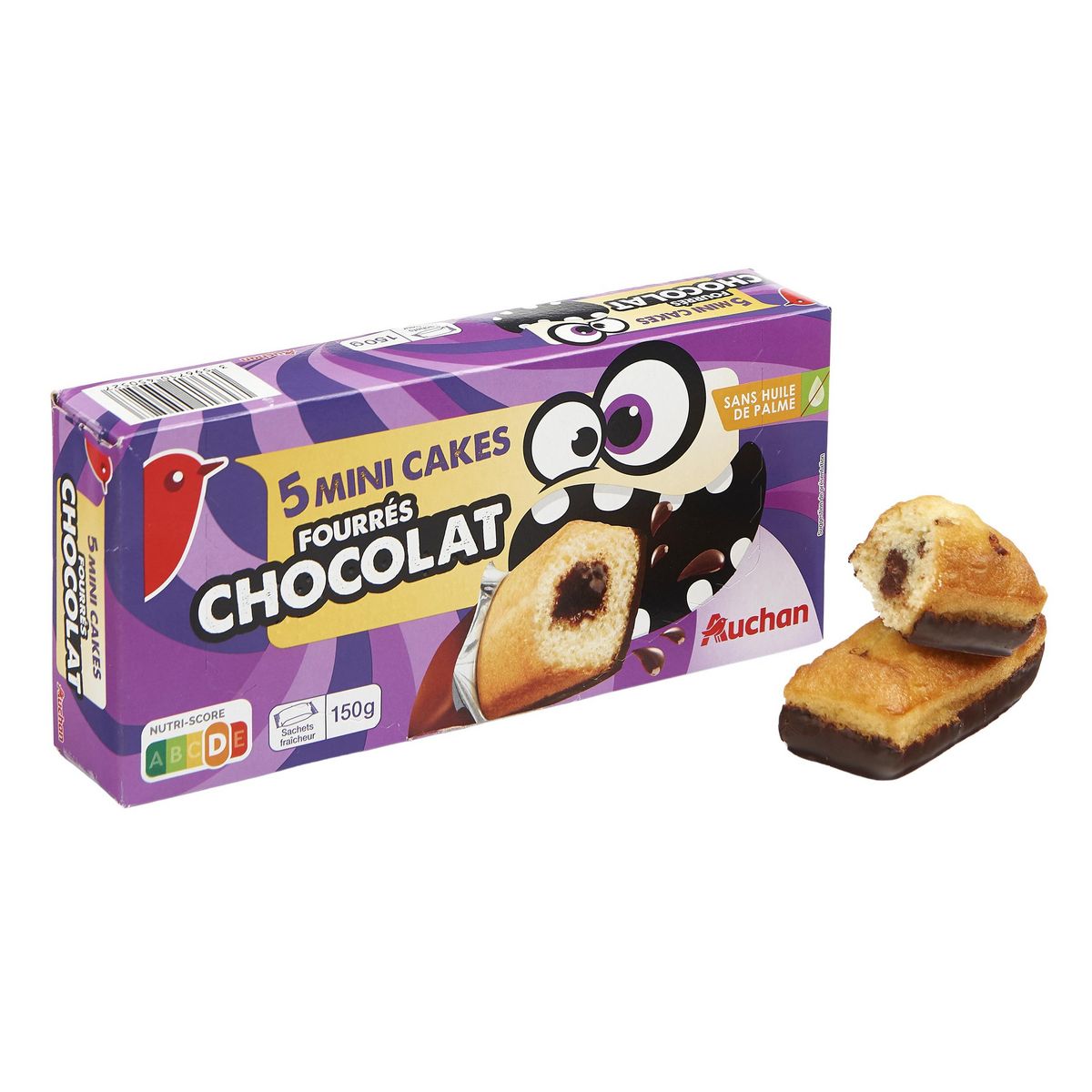 AUCHAN Mini cakes fourrés au chocolat 5 gâteaux 150g
