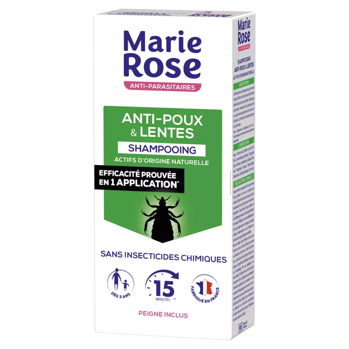 MARIE ROSE Shampooing anti-poux & lentes avec peigne 125ml