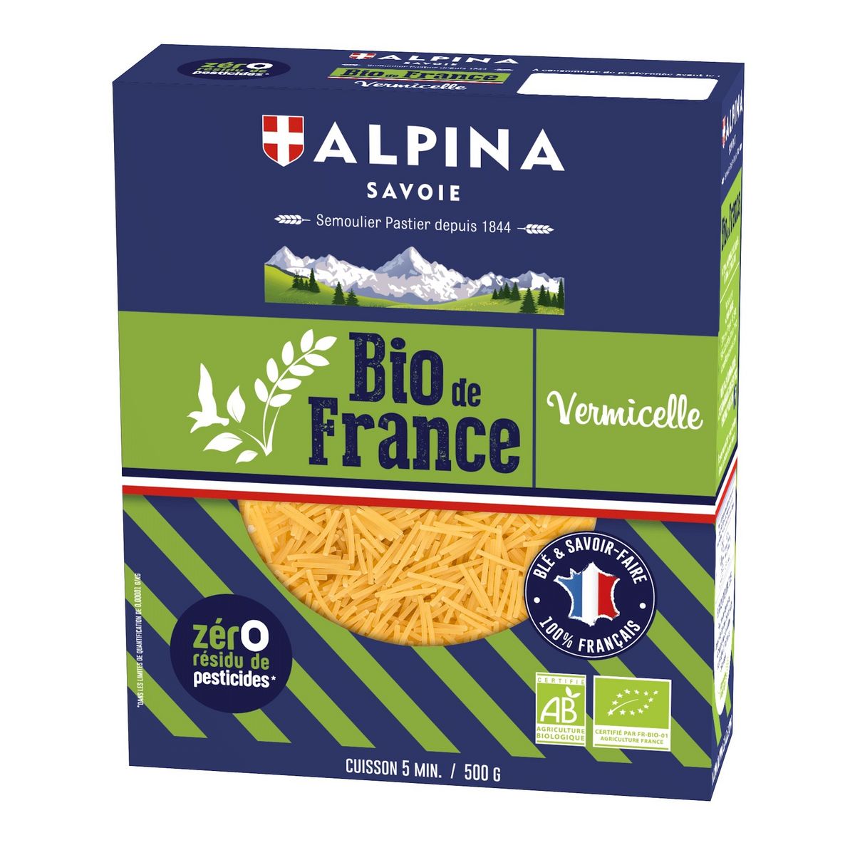 ALPINA SAVOIE Vermicelle bio sans résidu de pesticides 500g