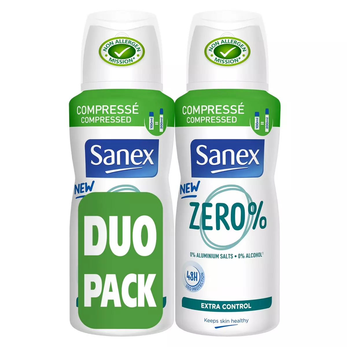 SANEX Sanex 0% Déodorant sans sels d'aluminium 48h 2x100ml