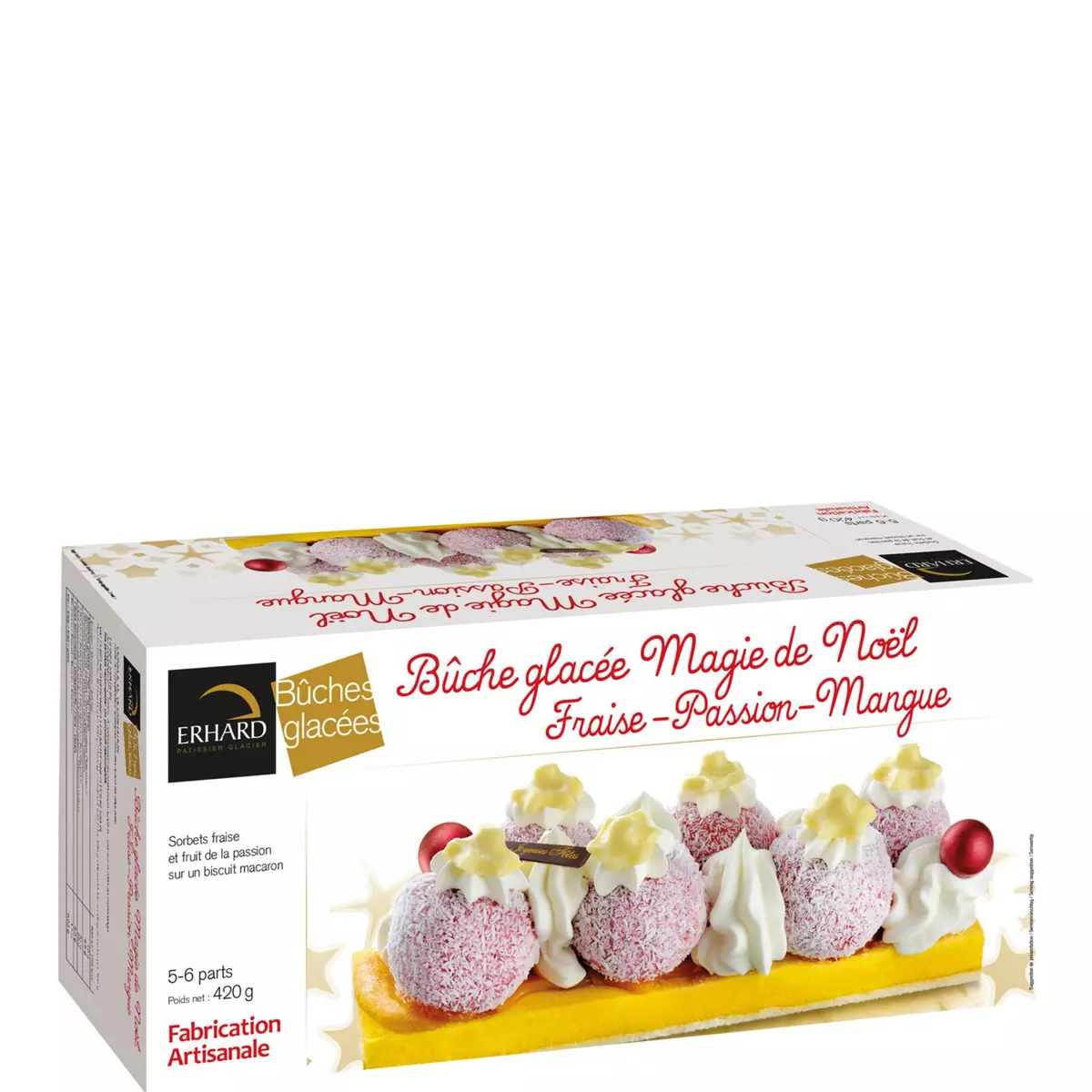 EHRARD Bûche glacée Magie de Noël fraise passion mangue 5-6 parts 420g