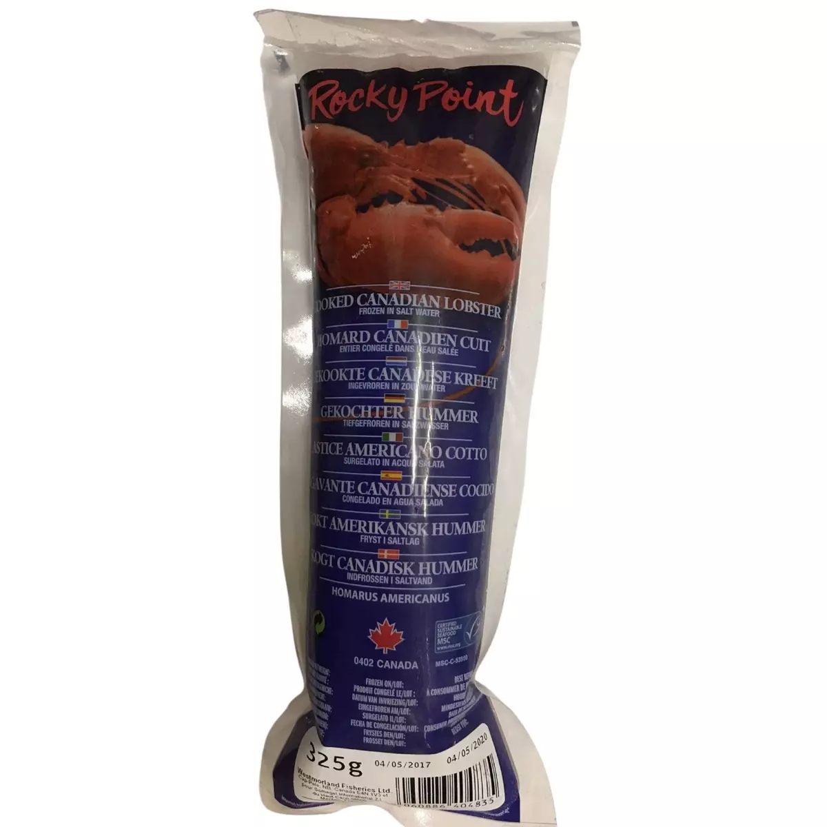 Homard entier Canadien cuit 325g