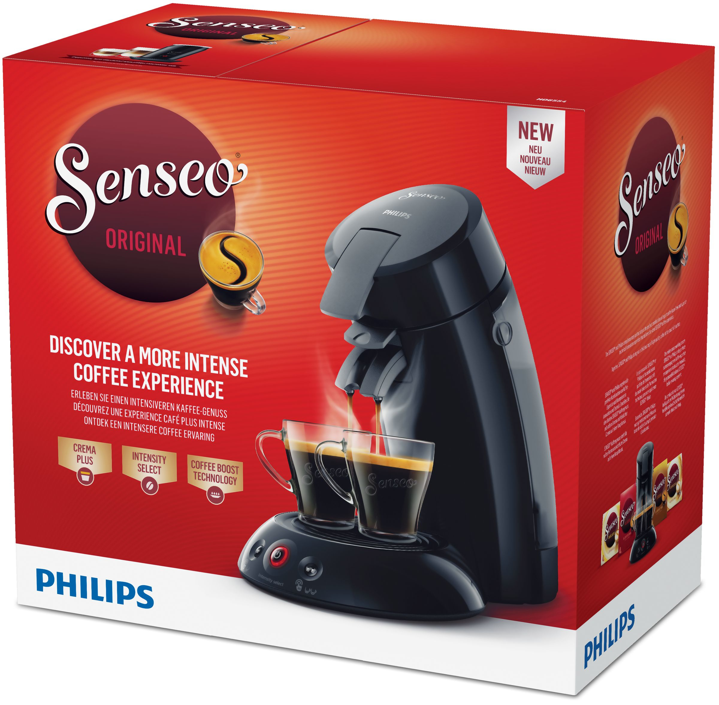 Voir la diapositive 2 : PHILIPS Cafetière à dosette Senseo HD6554/61 Original - Noir