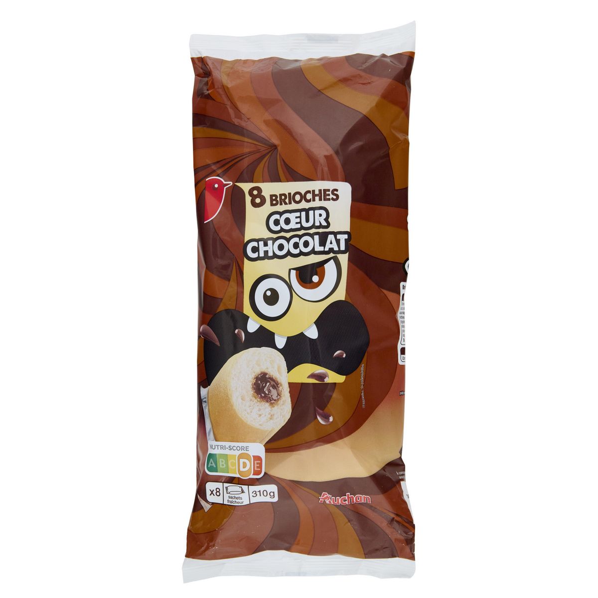 AUCHAN Brioches fourrées au chocolat 8 pièces 310g