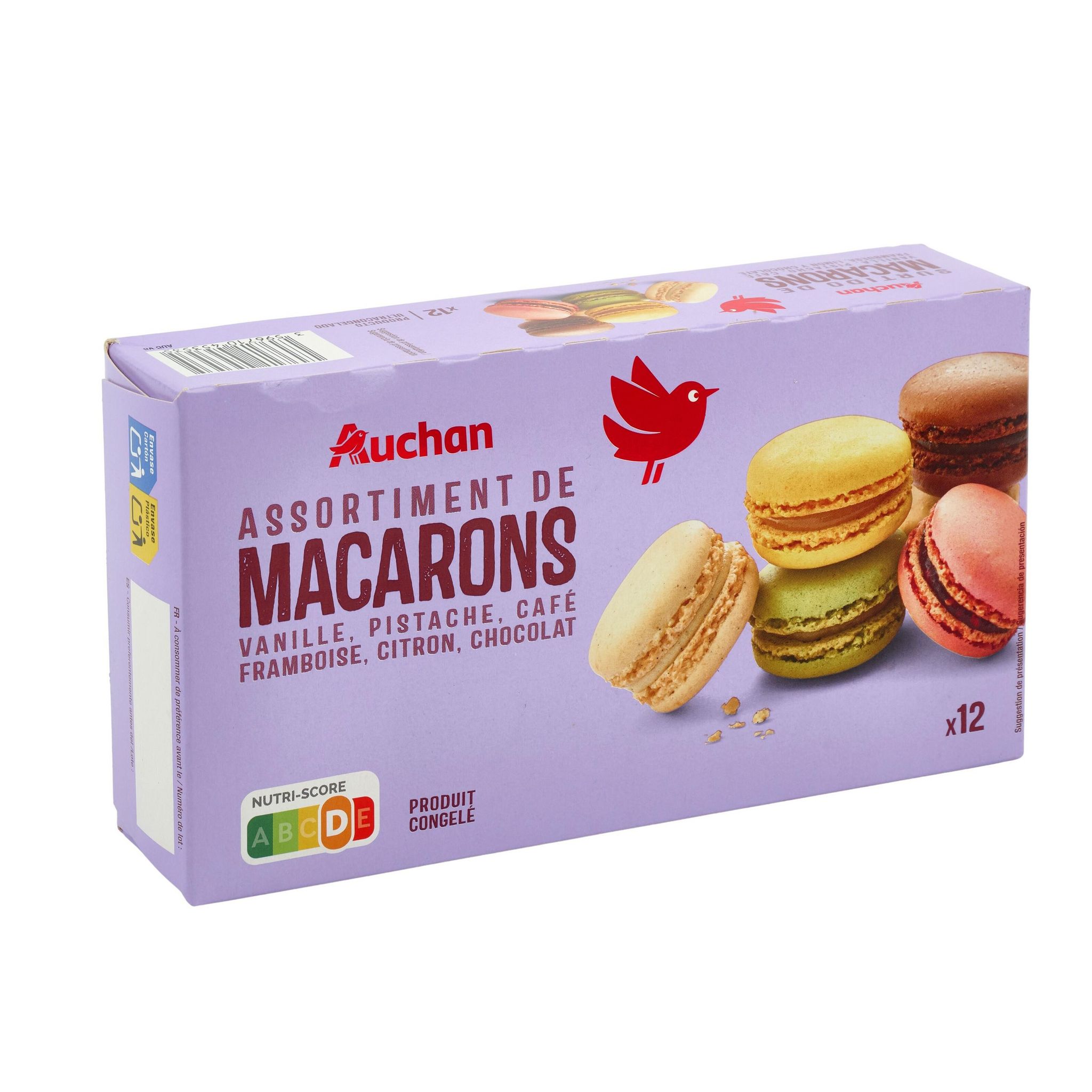 Voir la diapositive 2 : AUCHAN Assortiment de macarons 12 pièces 154g