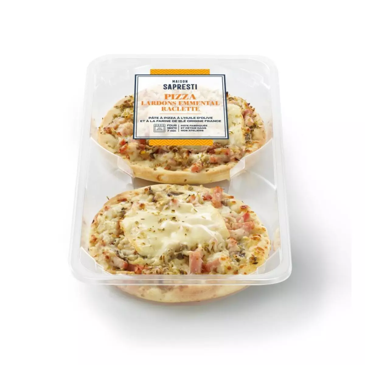 MAISON SAPRESTI Pizza lardons emmental raclette 2x140g