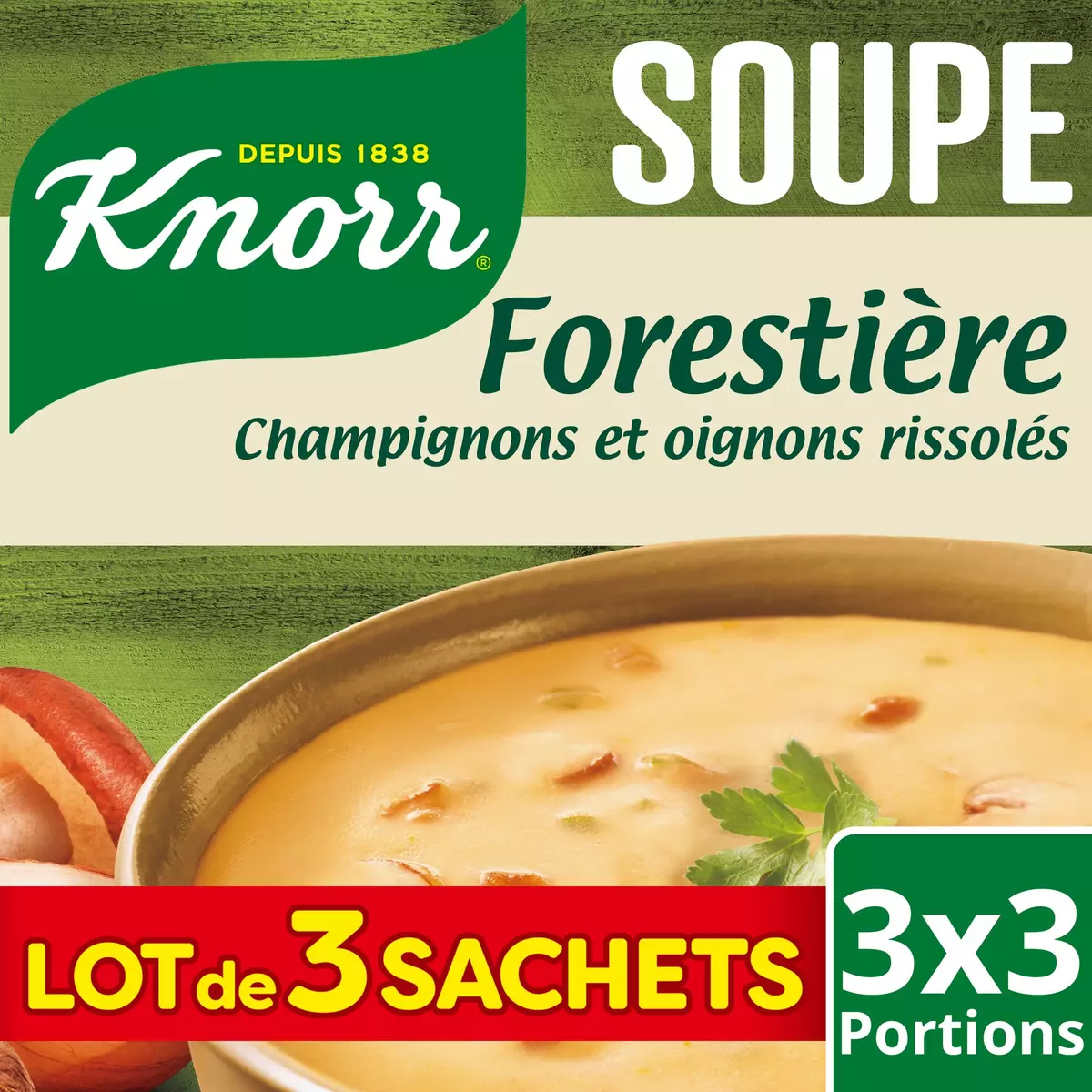 KNORR Soupe déshydratés forestière champignons et oignons rissolés 3 sachets 255g