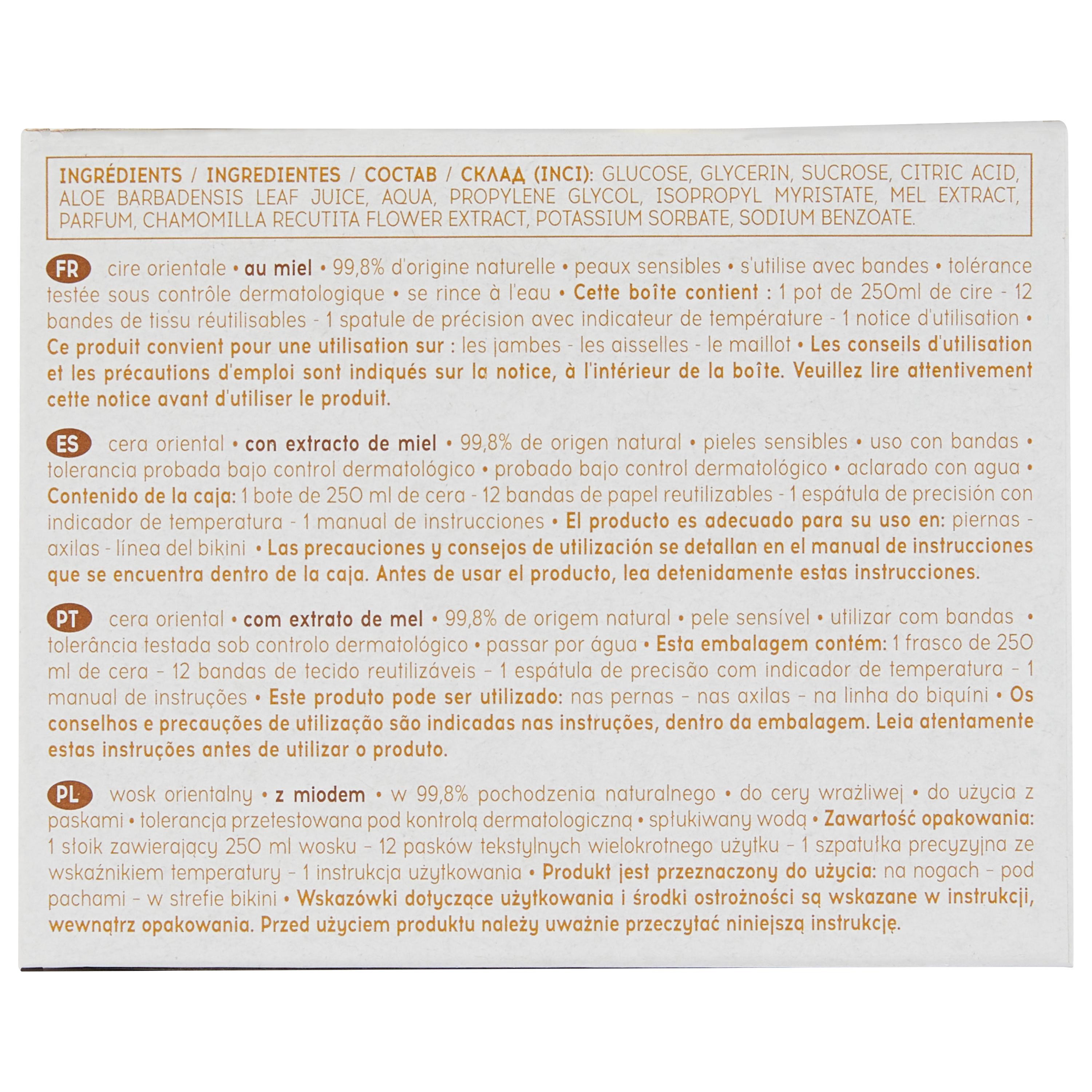 Voir la diapositive 2 : COSMIA Cire orientale au miel pour peaux sensibles 250ml