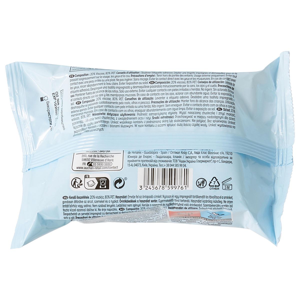 COSMIA Lingettes démaquillantes fraîcheur peaux normales à mixtes 25 lingettes