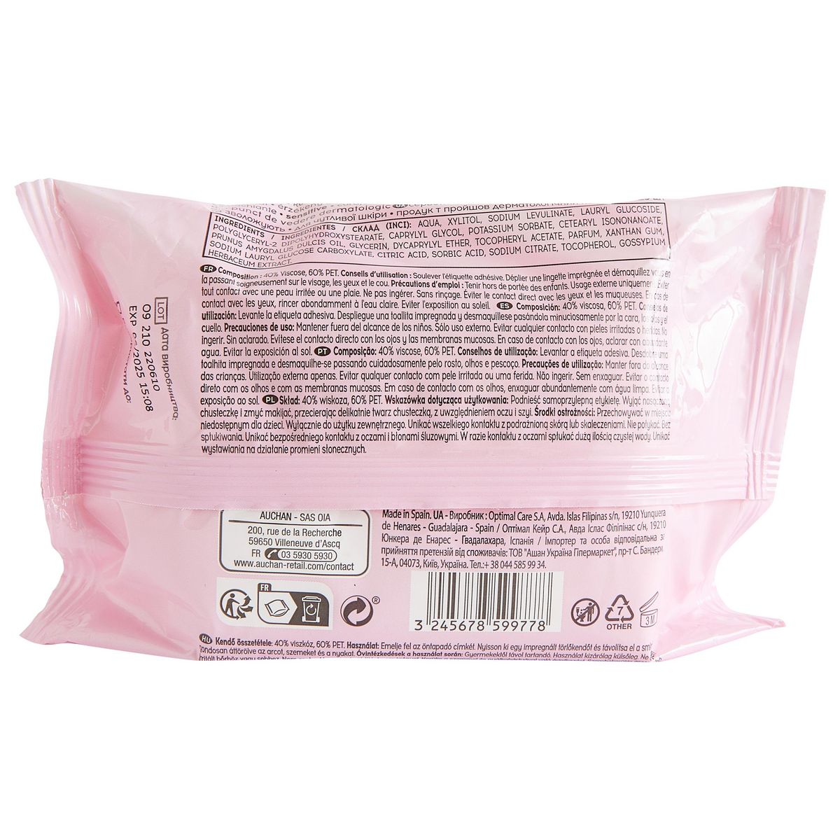 COSMIA Lingettes démaquillantes sensitive peaux sensibles 25 lingettes