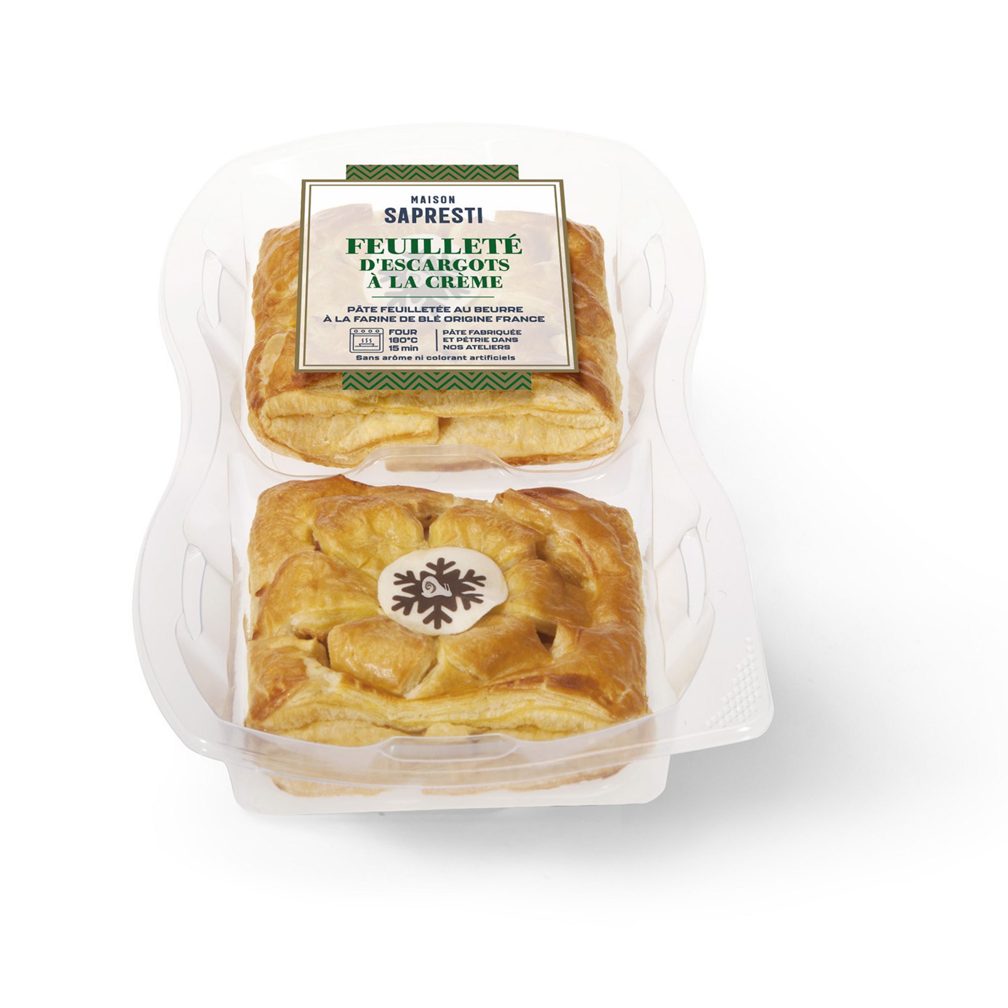 MAISON SAPRESTI Feuilleté d'escargot à la crème  2 pièces 220g