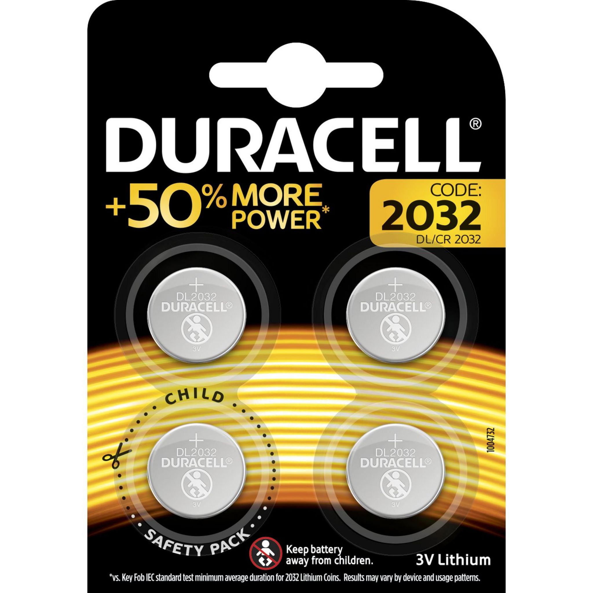Voir la diapositive 3 : DURACELL Lot de 4 Piles bouton  CR2032 lithium 3v