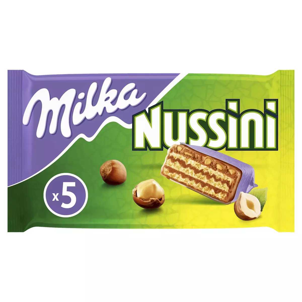MILKA Nussini barre chocolatée croustillante gaufrette 5 barres 5x31,5g