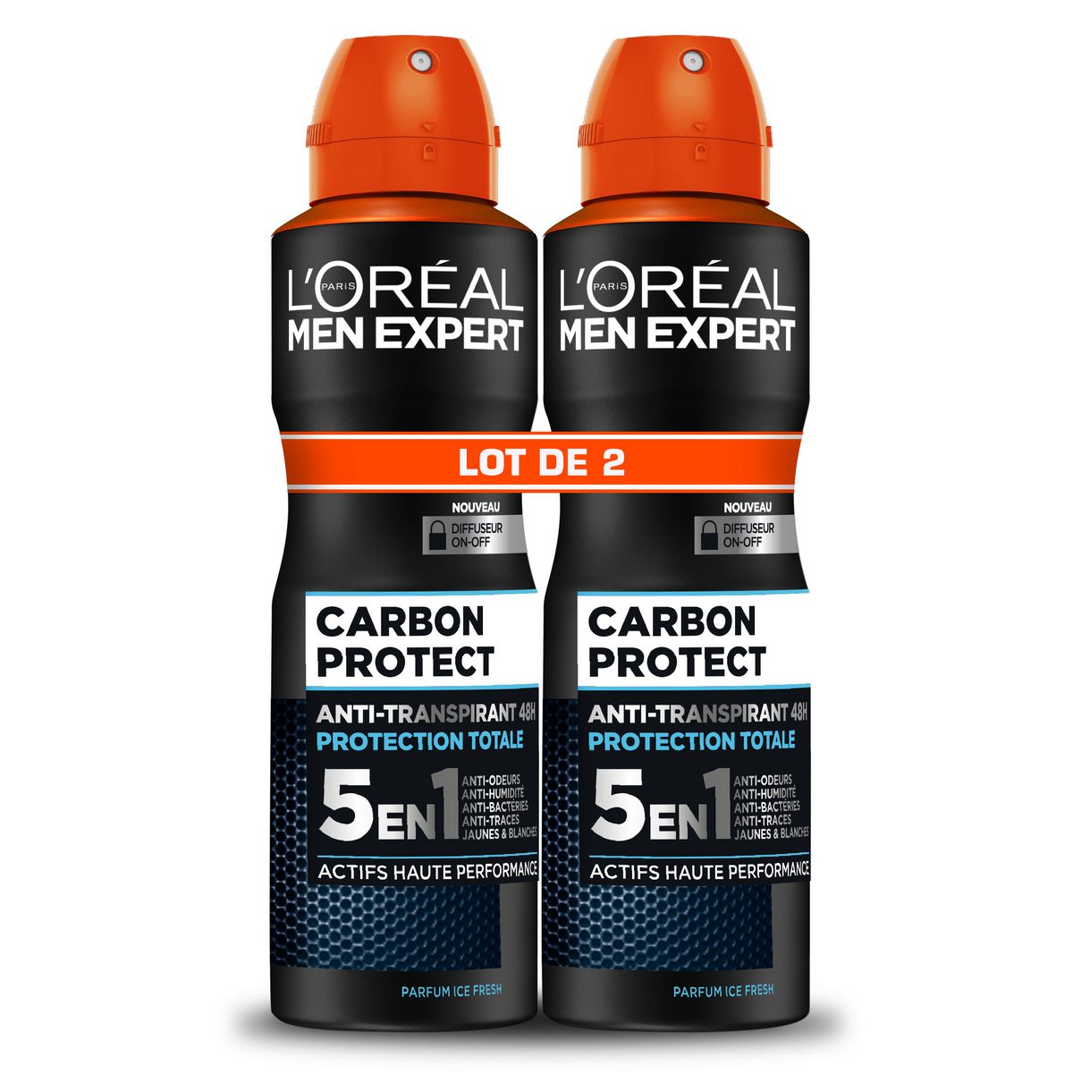 L'OREAL Men Expert déodorant spray 48h homme 5en1 anti-transpirant 2x200ml