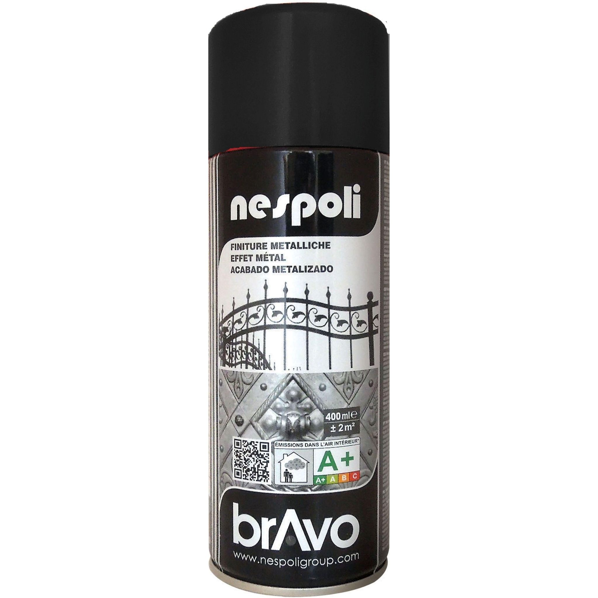 NESPOLI Peinture aérosol 400 ml effet métallise noir