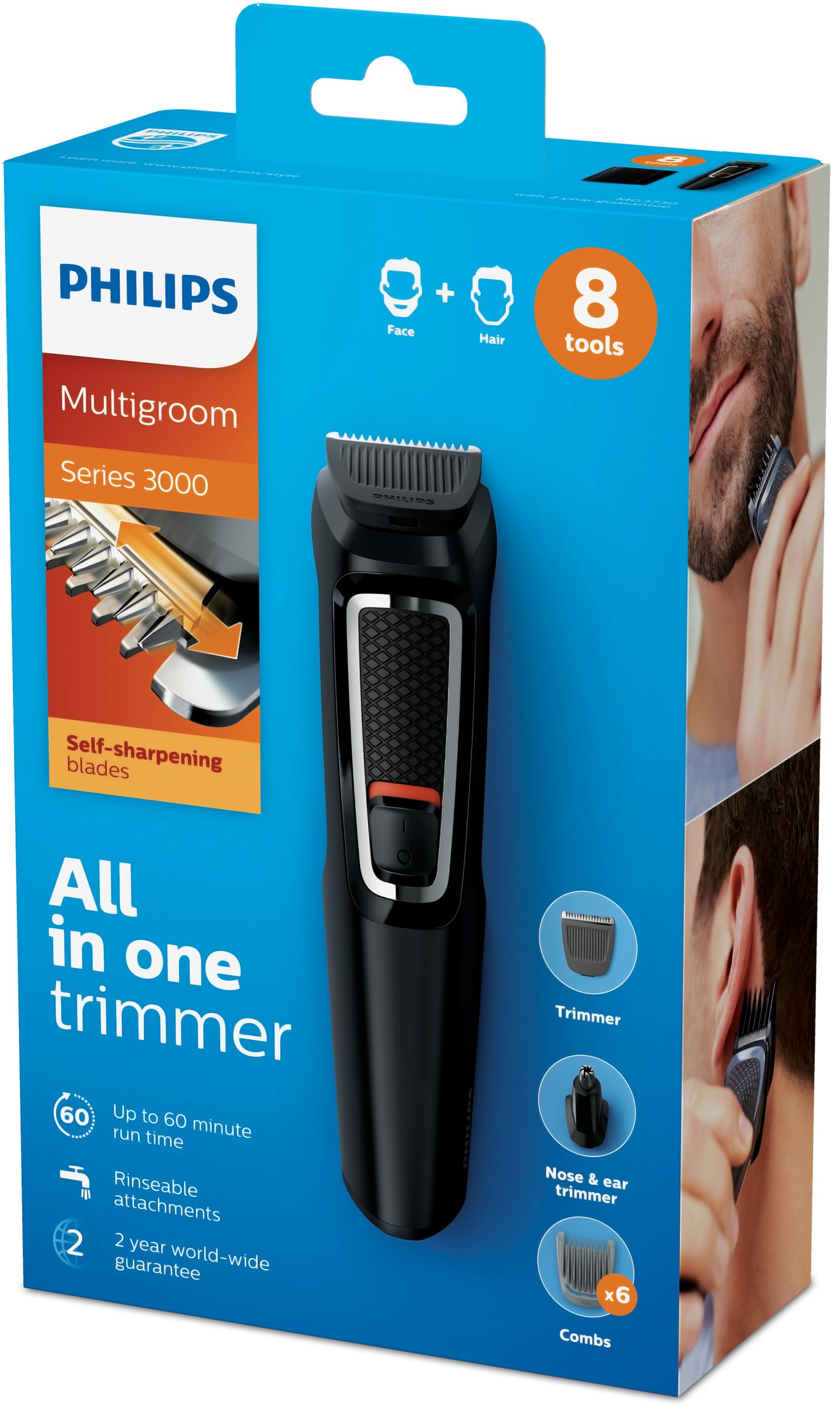 Voir la diapositive 15 : PHILIPS Tondeuse barbe et cheveux 8-en-1 sans fil Multigroom series 3000 - Noir