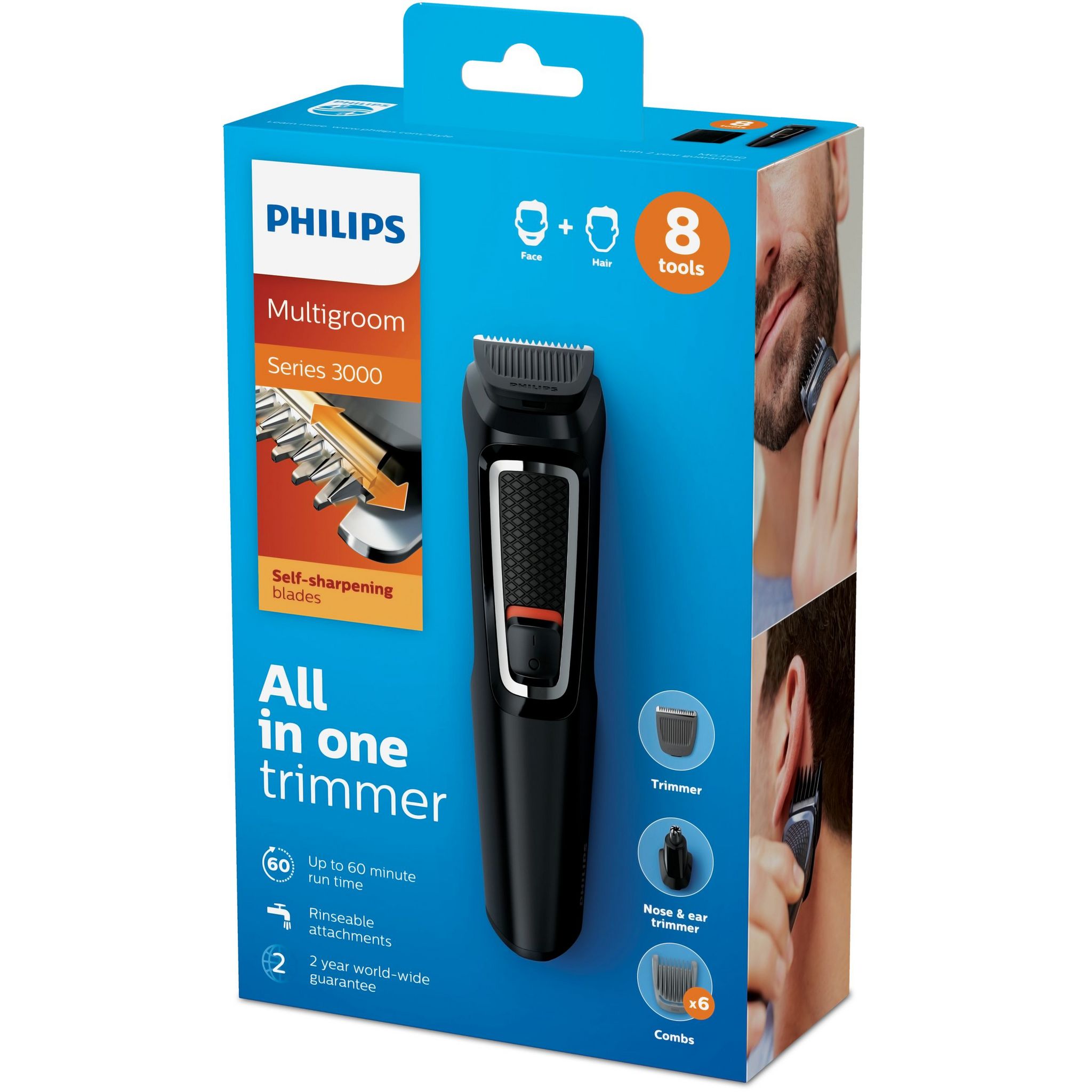 Voir la diapositive 15 : PHILIPS Tondeuse barbe et cheveux 8-en-1 sans fil Multigroom series 3000 - Noir
