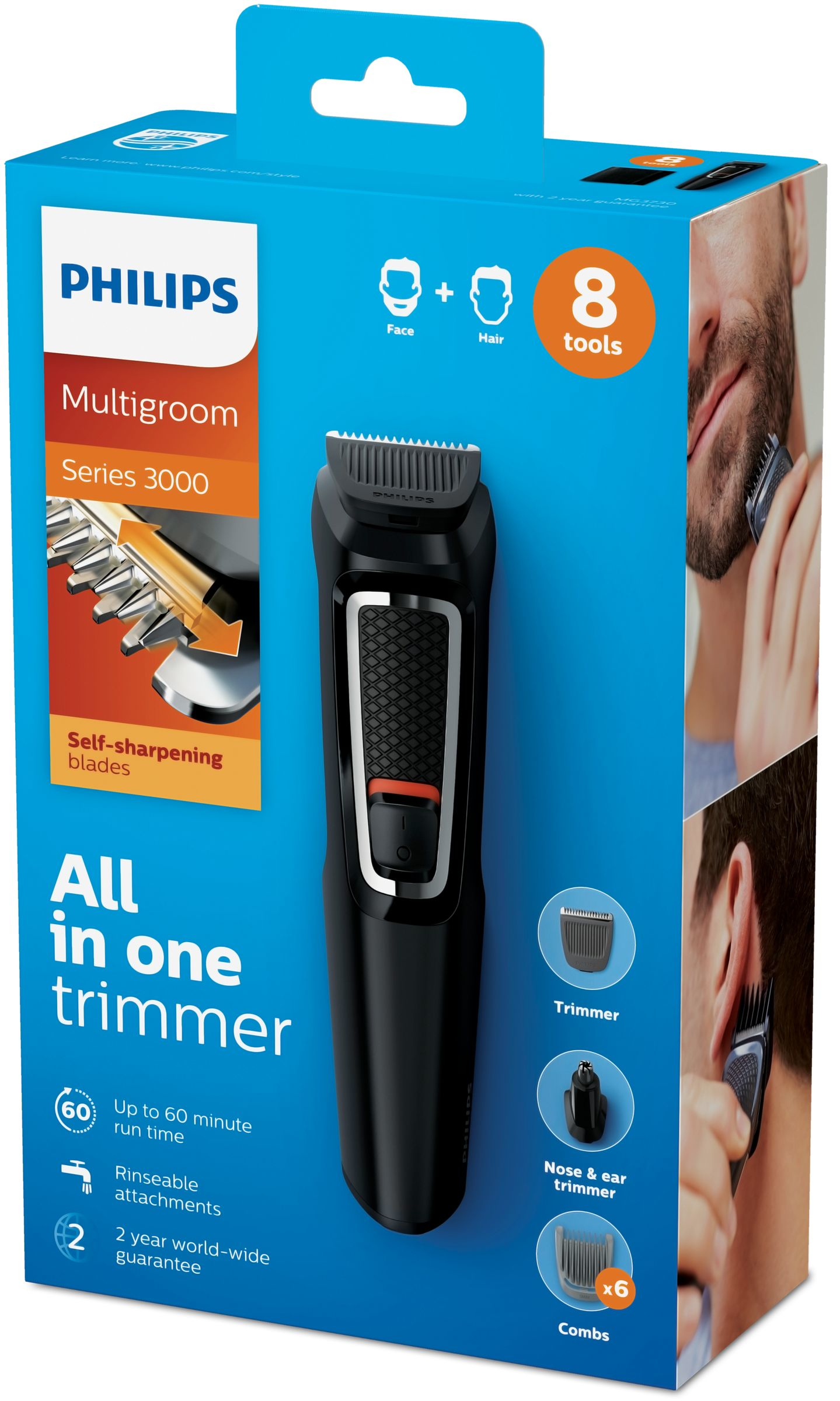 Voir la diapositive 16 : PHILIPS Tondeuse barbe et cheveux 8-en-1 sans fil Multigroom series 3000 - Noir