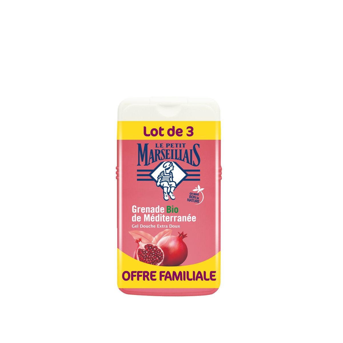 LE PETIT MARSEILLAIS Gel douche extra doux grenade bio de Méditerranée 3x250ml